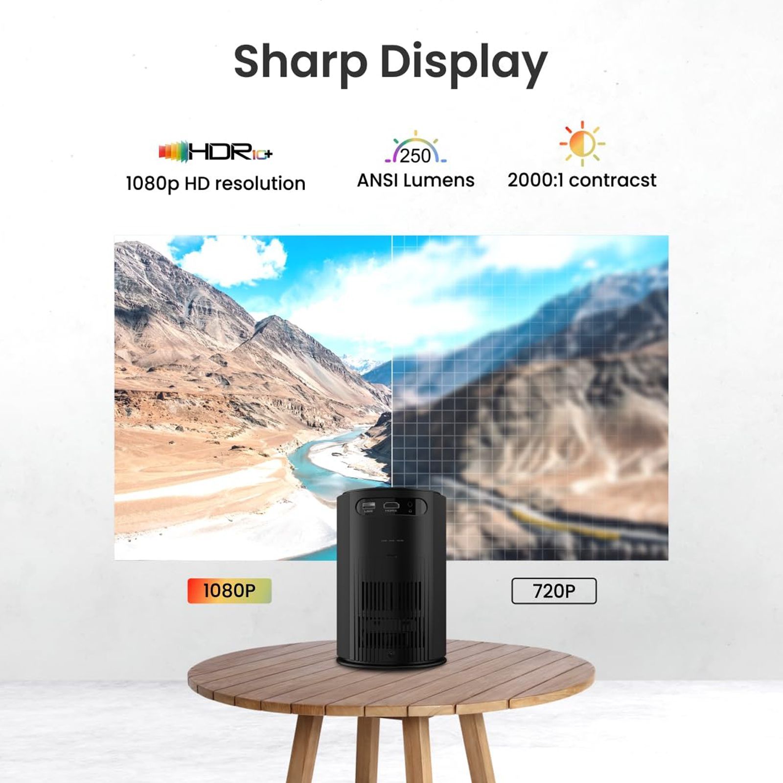 Portronics Beem 410 HD LED Projector With Remote (3600 Lumens, USB, Black)_6