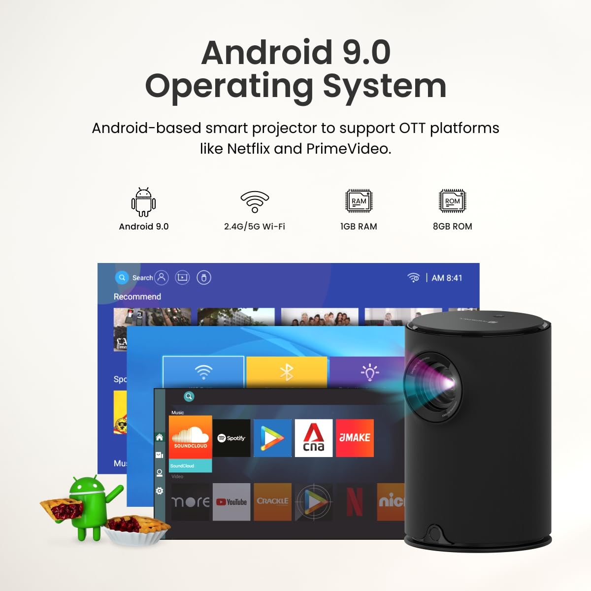 Portronics Beem 410 HD LED Projector With Remote (3600 Lumens, USB, Black)_3