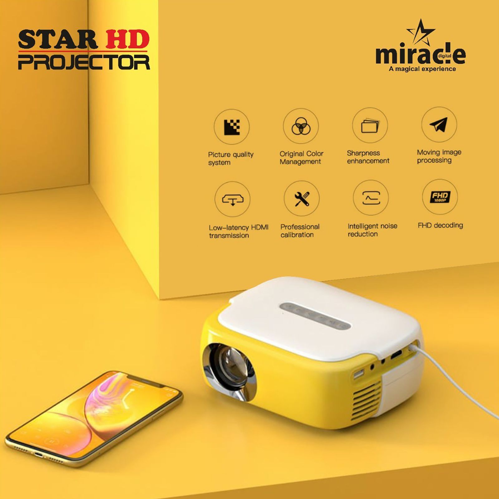 Miracle Digital Star HD 1280 LCD Projector With Remote (1200 Lumens, USB, White) Miracle Digital Star HD 1280 LCD Projector With Remote (1200 Lumens, USB, White)_9