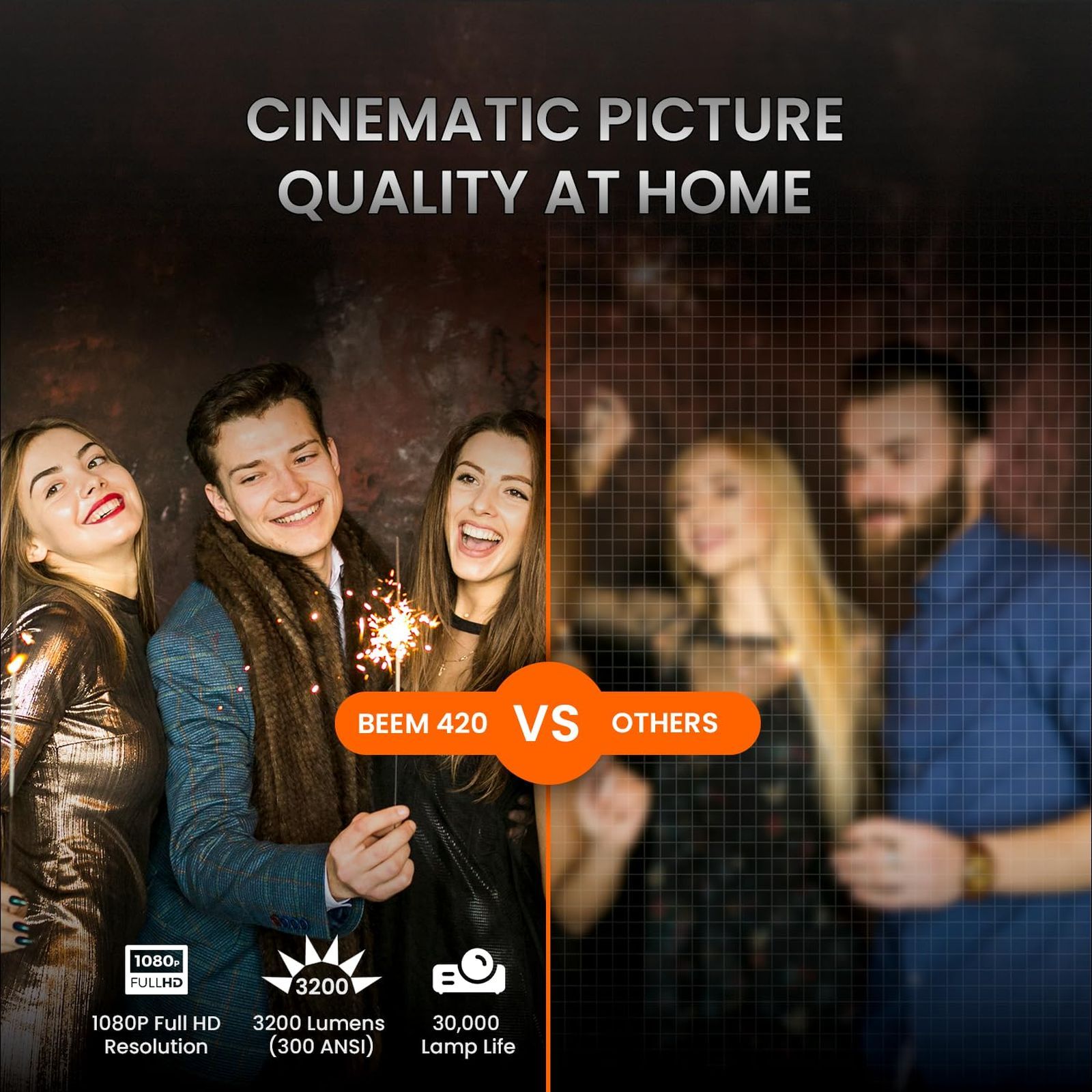 PORTRONICS Beem 420 Full HD LED Projector with Remote (3200 Lumens, Bluetooth, White)_4