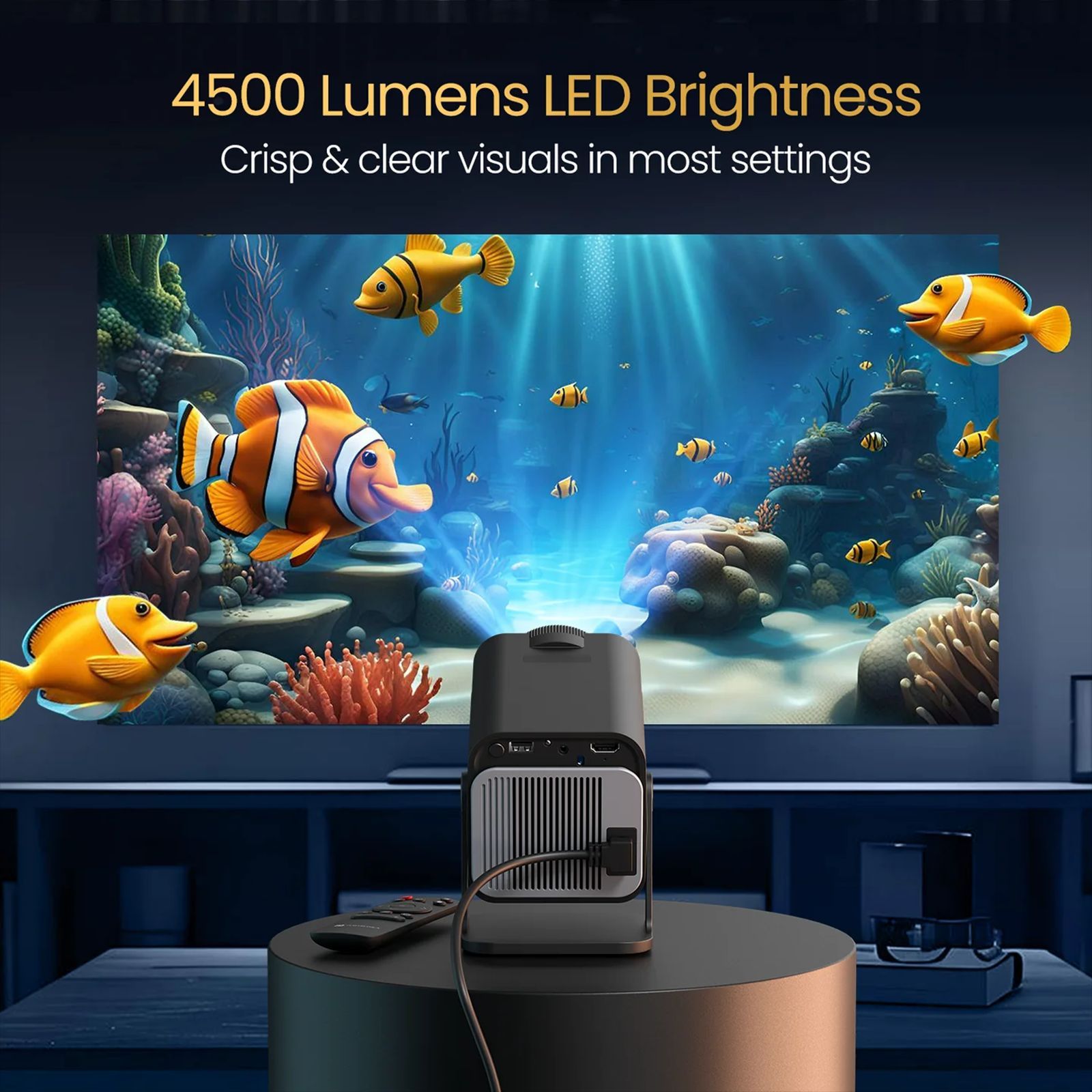 Portronics Beem 470 Full HD Android 11 LED Smart Projector with Remote (4500 Lumens, Wi-Fi, Inbuilt OTT Apps, Black)_5