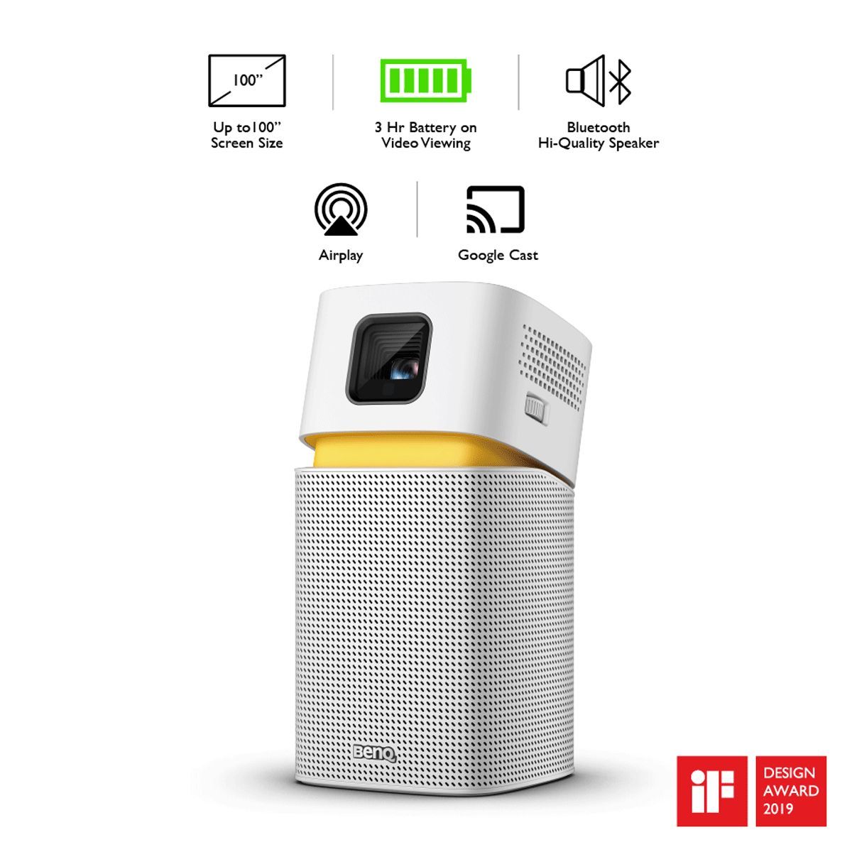 BenQ Portable SD LED Projector With Remote (200 Lumens, Wi-Fi, White)_7