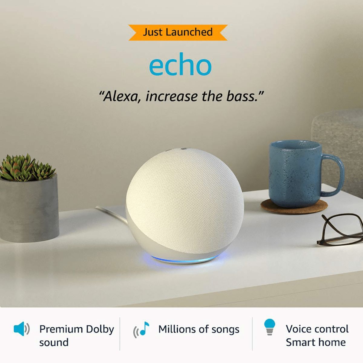 amazon Echo (4th Generation) with Built-in Alexa Smart Wi-Fi Speaker (Premium Dolby Sound, White) amazon Echo (4th Generation) with Built-in Alexa Smart Wi-Fi Speaker (Premium Dolby Sound, White)_4