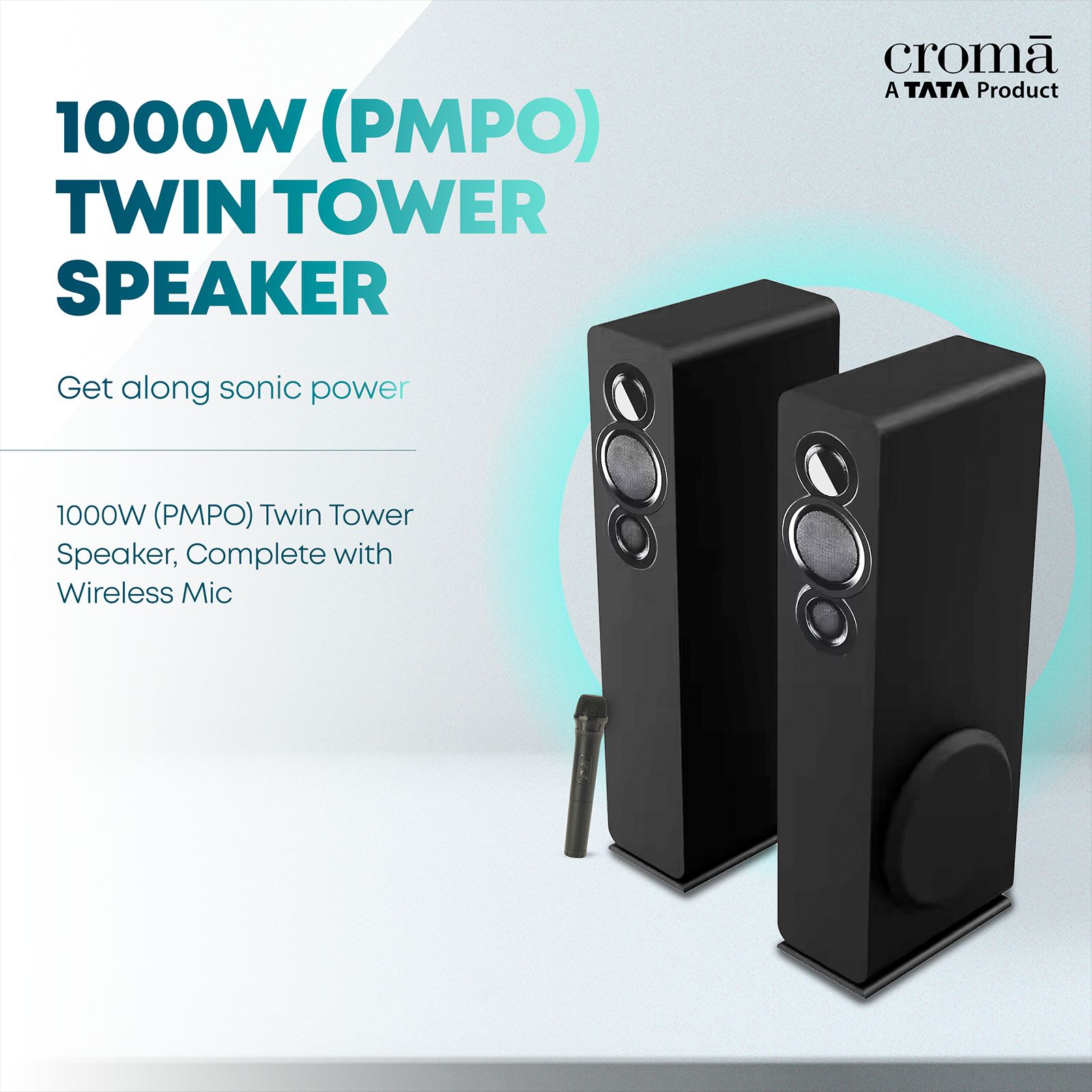 Croma Twin Tower 1000W Multimedia Tower Speaker with Mic (5 Preset Equalizer Mode, Stereo Channel, Black)_3