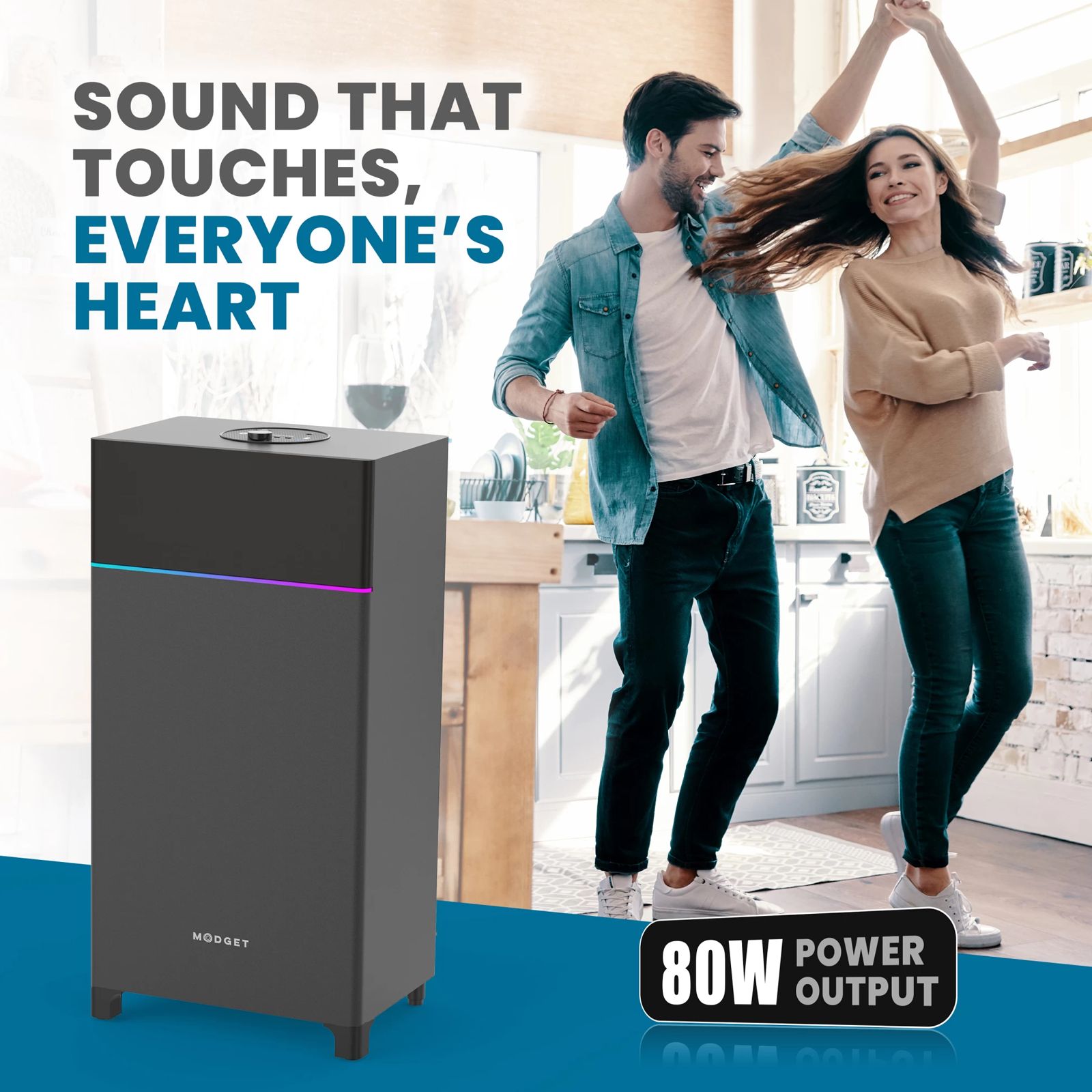 MODGET Rock 80W Bluetooth Party Speaker with Mic (Karaoke Supported, 2.1 Channel, Black)_4