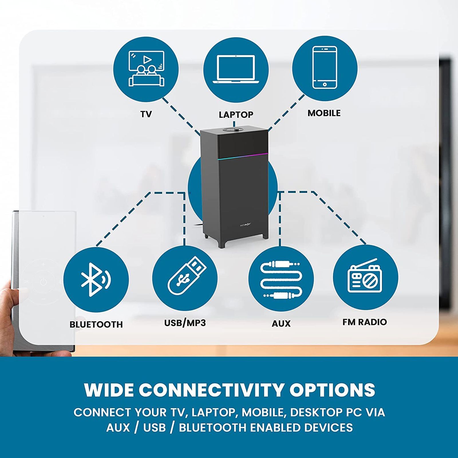 MODGET Rock 80W Bluetooth Party Speaker with Mic (Karaoke Supported, 2.1 Channel, Black)_7