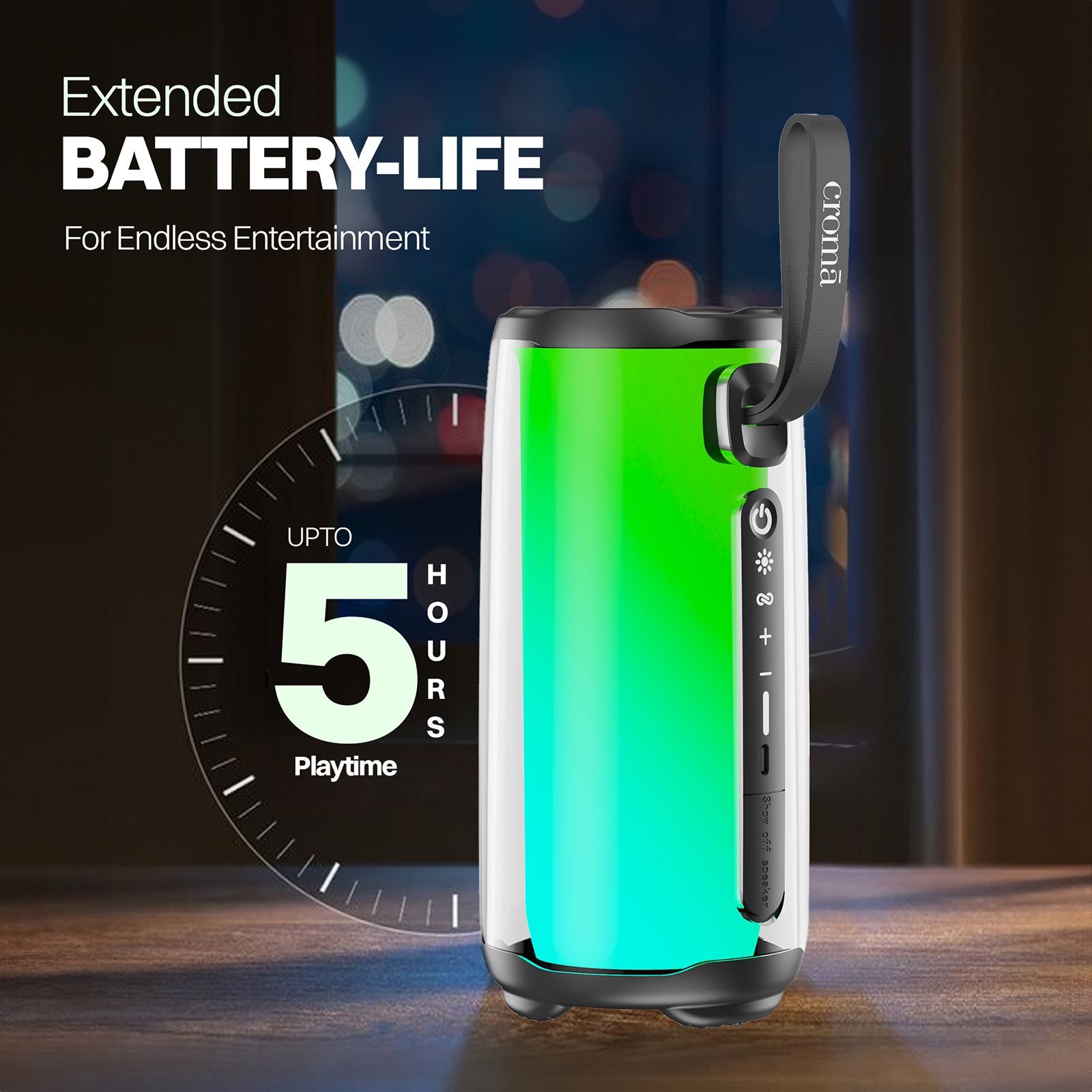 Croma 10W Portable Bluetooth Speaker (RGB Light, 5 Hours Playback, Mono Channel, Black)_10