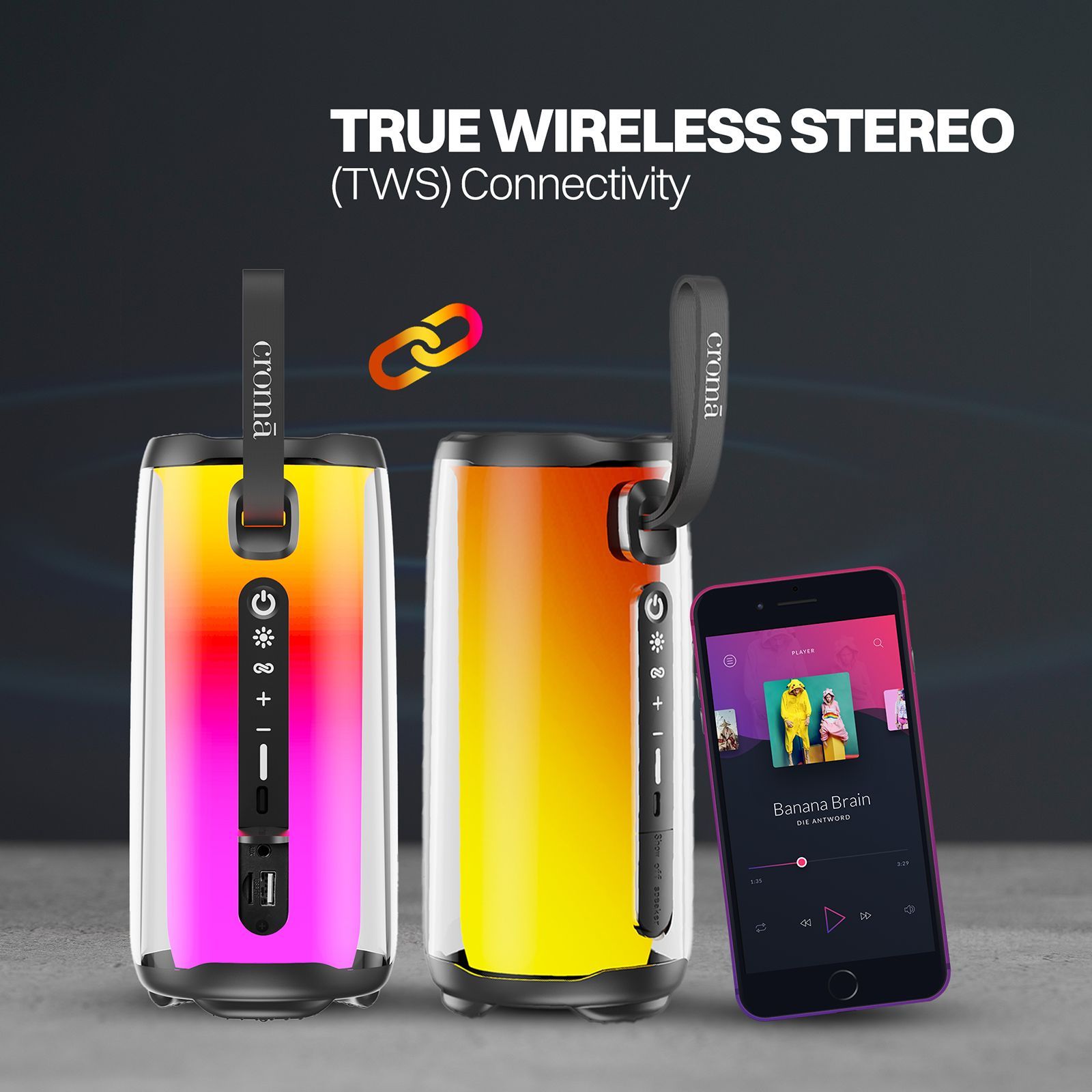 Croma 10W Portable Bluetooth Speaker (RGB Light, 5 Hours Playback, Mono Channel, Black)_11