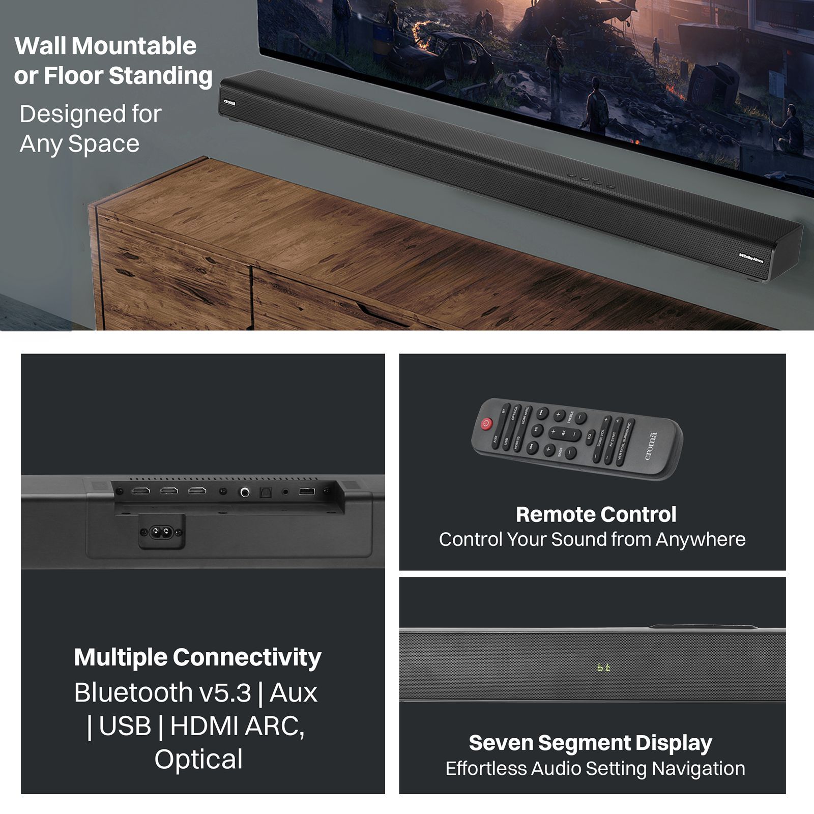 Croma 400W Bluetooth Soundbar with Remote (Dolby Audio, 5.1 Channel, Black) Croma 400W Bluetooth Soundbar with Remote (Dolby Audio, 5.1 Channel, Black)_20