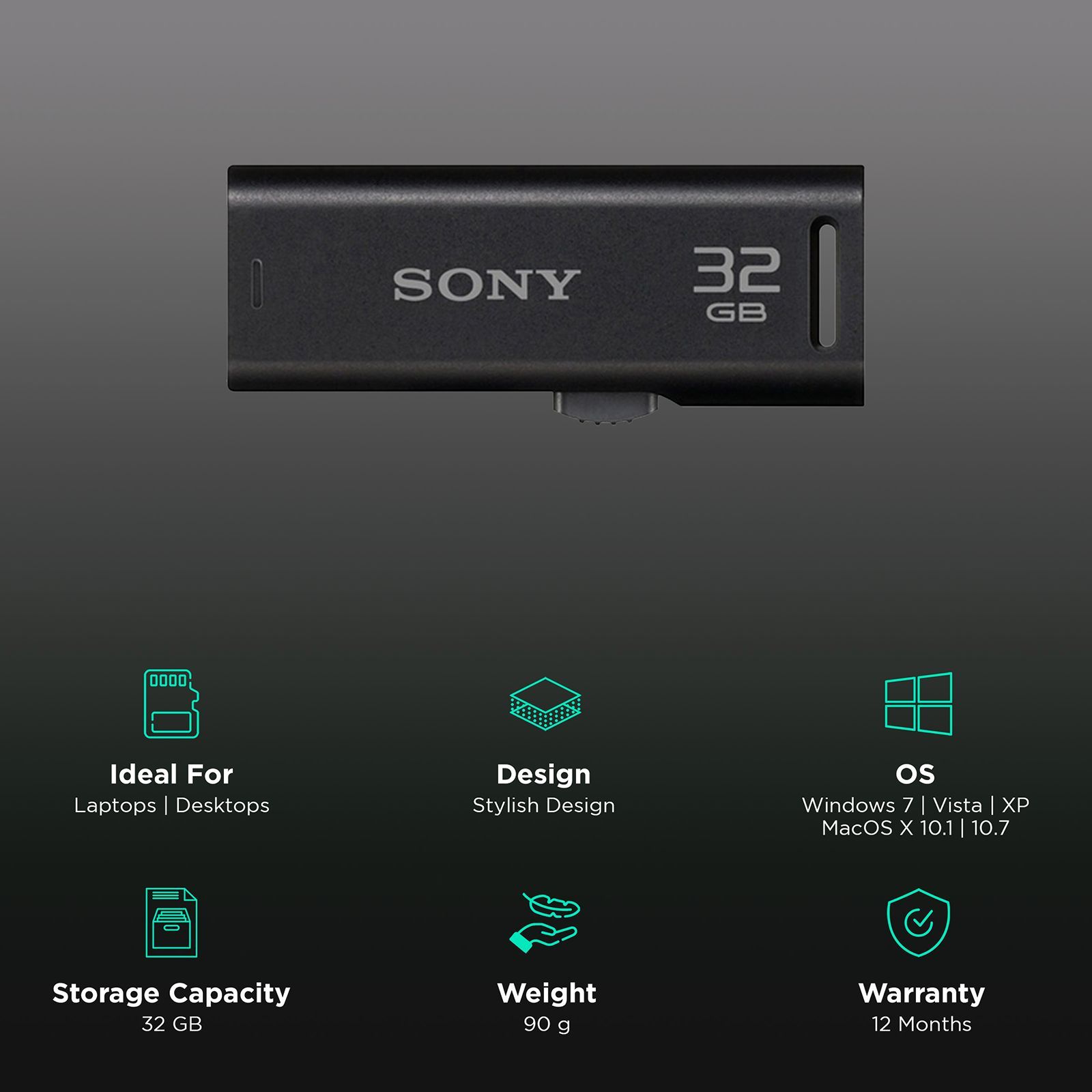 Sony 32GB USB 2.0 Flash Drive (USM32GR/BC, Black)_2
