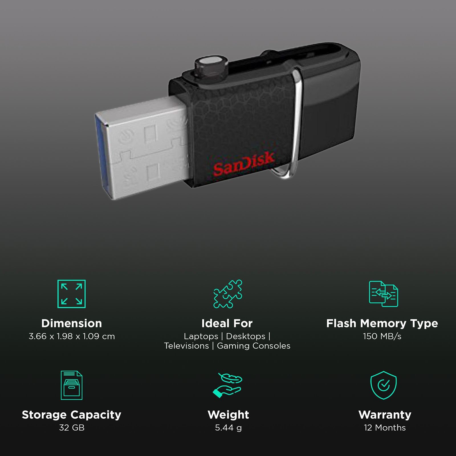 SanDisk Ultra 32GB USB (3.0) Pen Drive (Dual-Connector Design, Black)_3