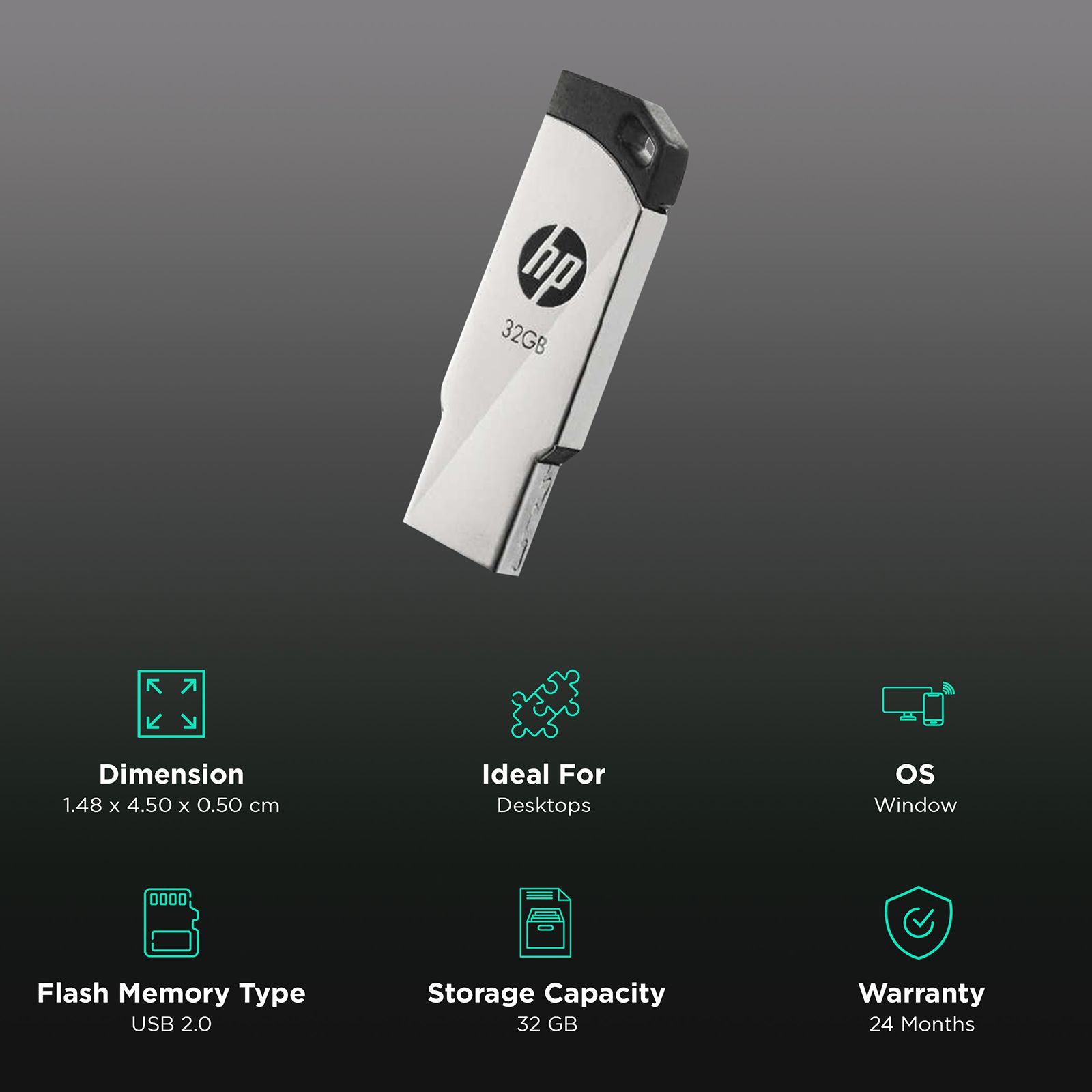 HP 32GB USB 2.0 Flash Drive (V236W, Silver) HP 32GB USB 2.0 Flash Drive (V236W, Silver)_3