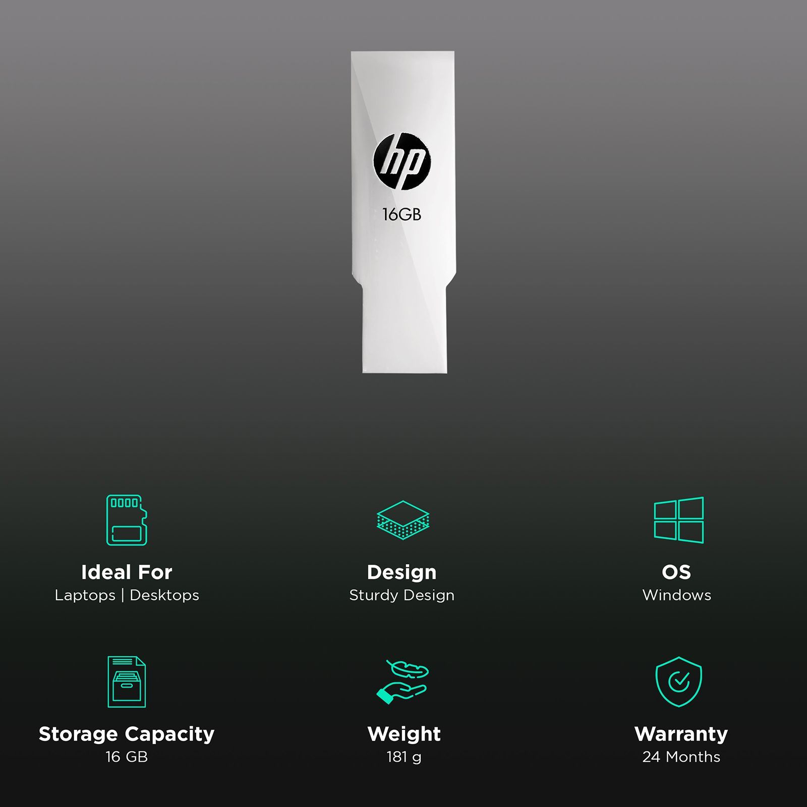 HP v237w 16GB USB (2.0) Pen Drive (Clip Design, Silver)_2