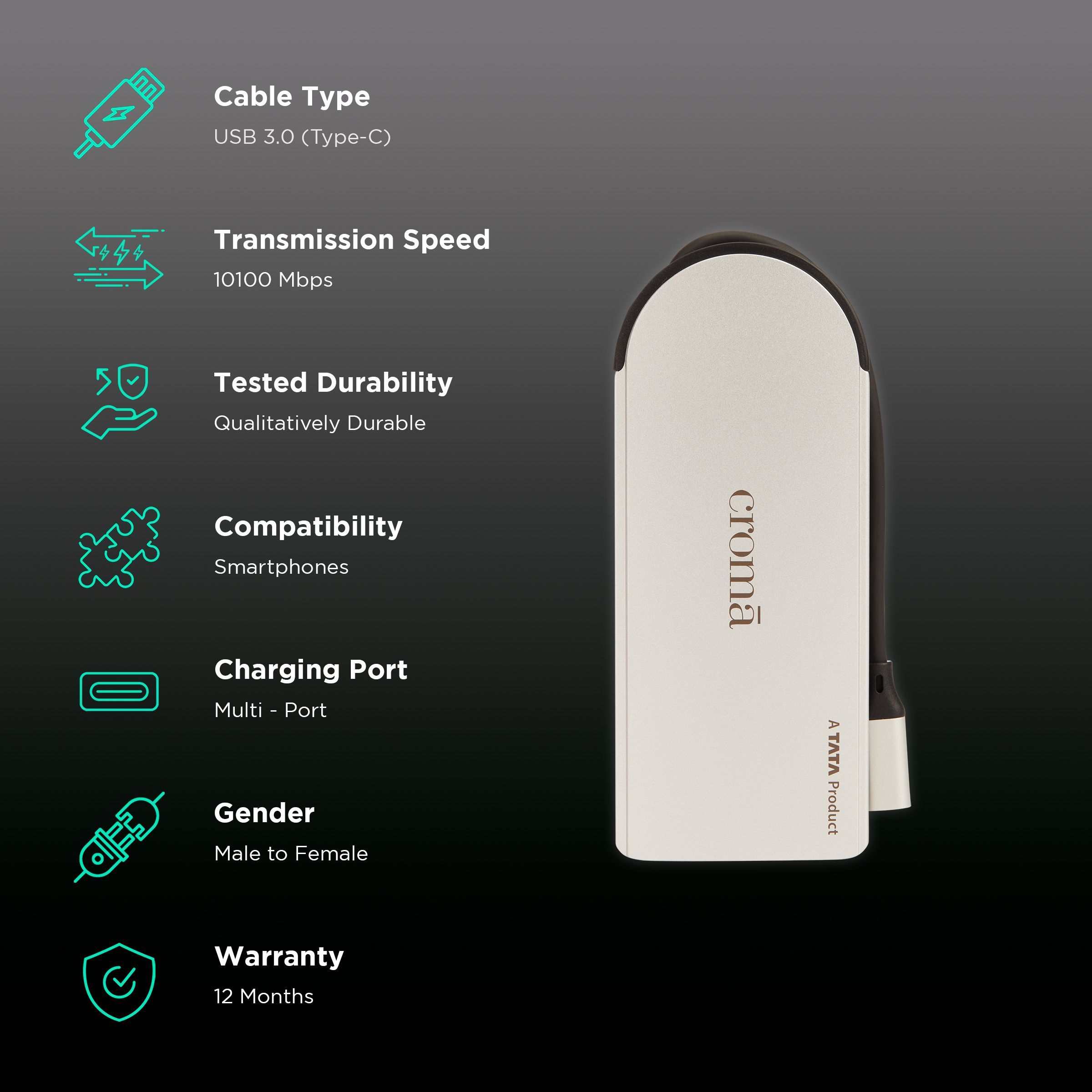 Croma 10-in-1 USB 3.0 Type C to USB 3.0 Type C, USB 3.0 Type A, SD Card Slot, TF Card Reader, RJ45, VGA Port, HDMI, 3.5mm Stereo Multi-Port Hub (High Speed Transfer Data, Silver)_2