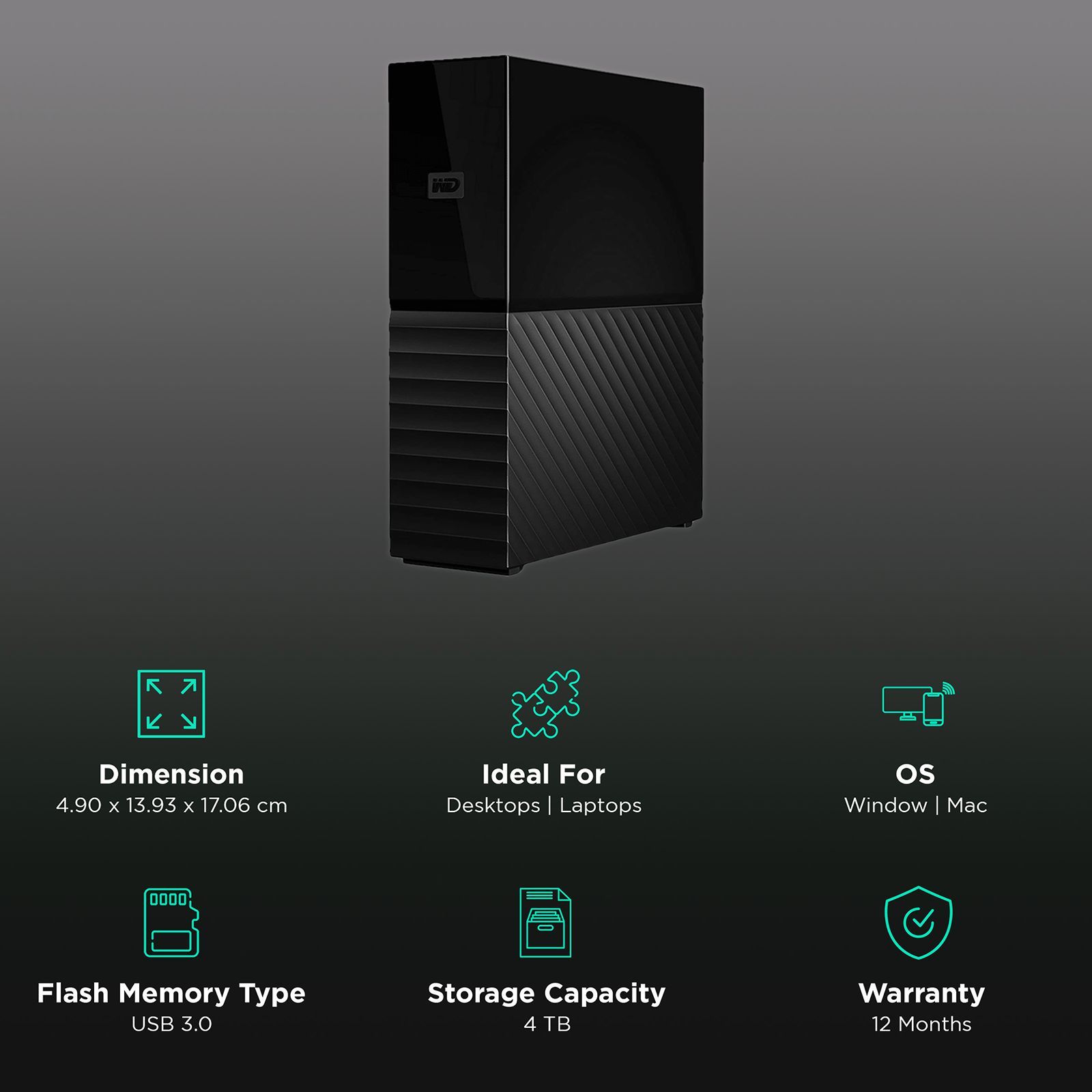 Western Digital My Book 4 TB Auto Backup External Hard Drive (WDBBGB0040HBK-BESN, Black)_3