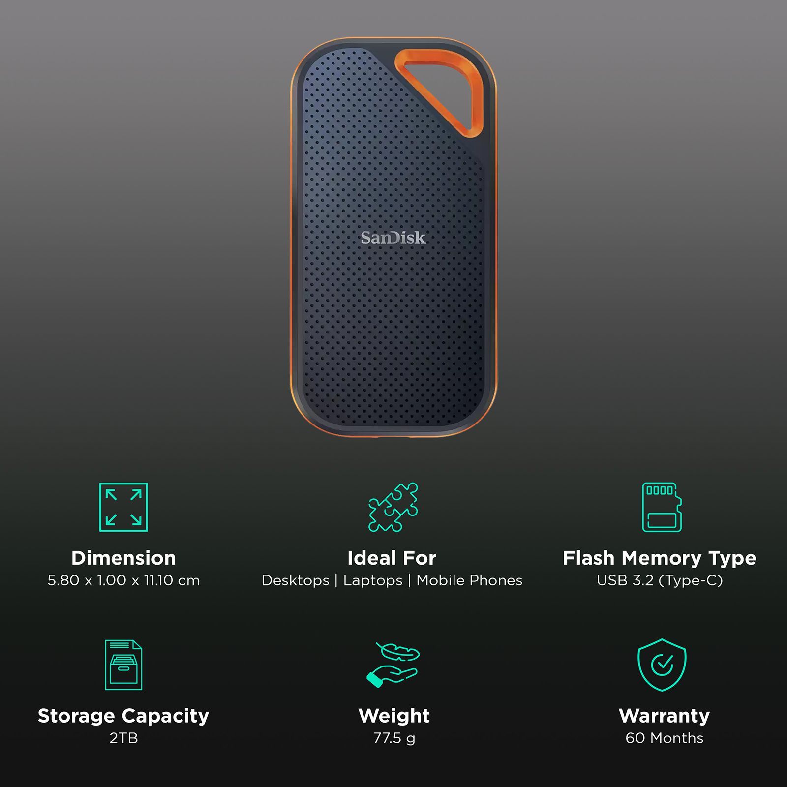 SanDisk Extreme Pro 2TB USB 3.2 (Type-C) Solid State Drive (Water and Dust Resistant, SDSSDE81-2T00-G25, Dark Blue) SanDisk Extreme Pro 2TB USB 3.2 (Type-C) Solid State Drive (Water and Dust Resistant, SDSSDE81-2T00-G25, Dark Blue)_3