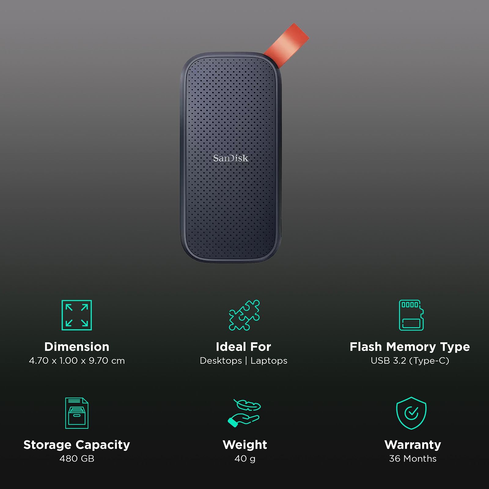 SanDisk E30 480 GB USB 3.2 (Type-C) Solid State Drive (520 MB/s Read Speed, SDSSDE30-480G-G25, Dark Blue) SanDisk E30 480 GB USB 3.2 (Type-C) Solid State Drive (520 MB/s Read Speed, SDSSDE30-480G-G25, Dark Blue)_3