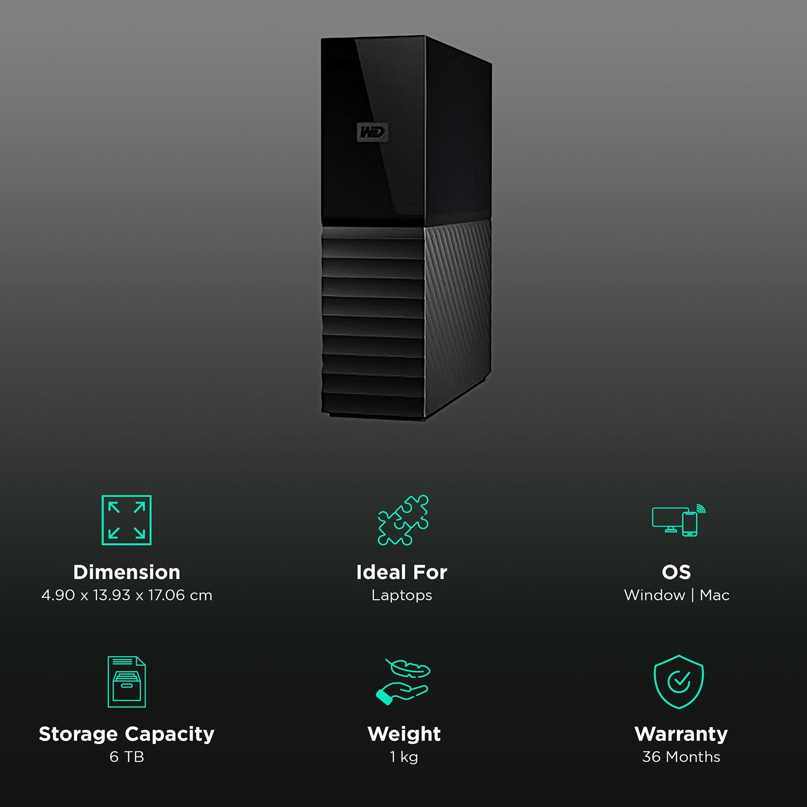 Western Digital My Book 6 TB USB 2.0/3.0 Hard Disk Drive (Automatic Backup, WDBBGB0060HBK-BESN, Black)_3