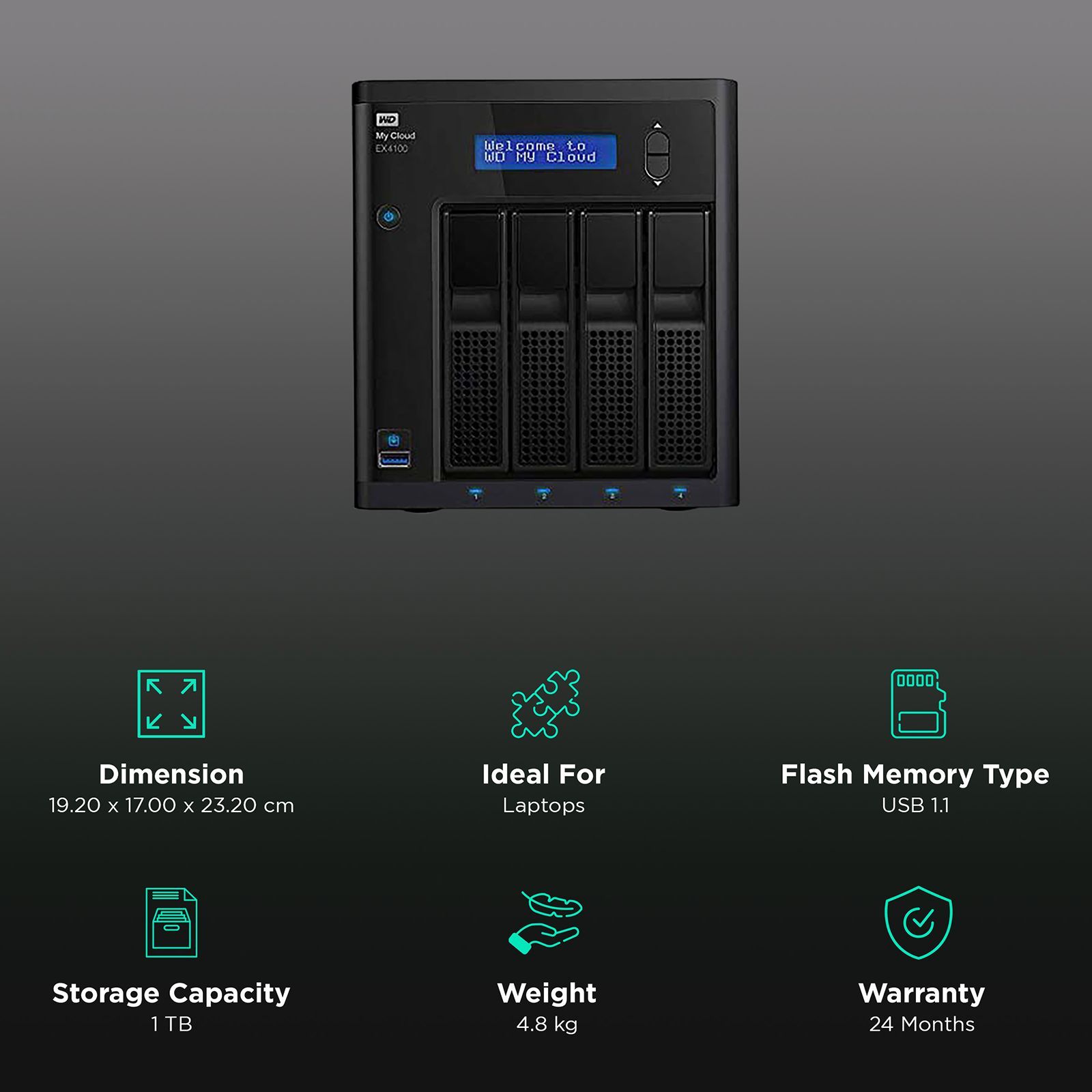 Western Digital My Cloud Pro Series PR4100 Diskless USB 1.1 Network Attached Storage (Automatic Backup, WDBNFA0000NBK-BESN, Black)_3