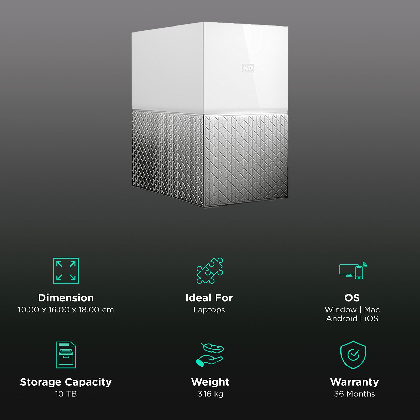 Western Digital My Cloud Home Duo 12 TB USB 3.0 Hard Disk Drive (Automatic Backup, WDBMUT0120JWT-BESN, White)_3