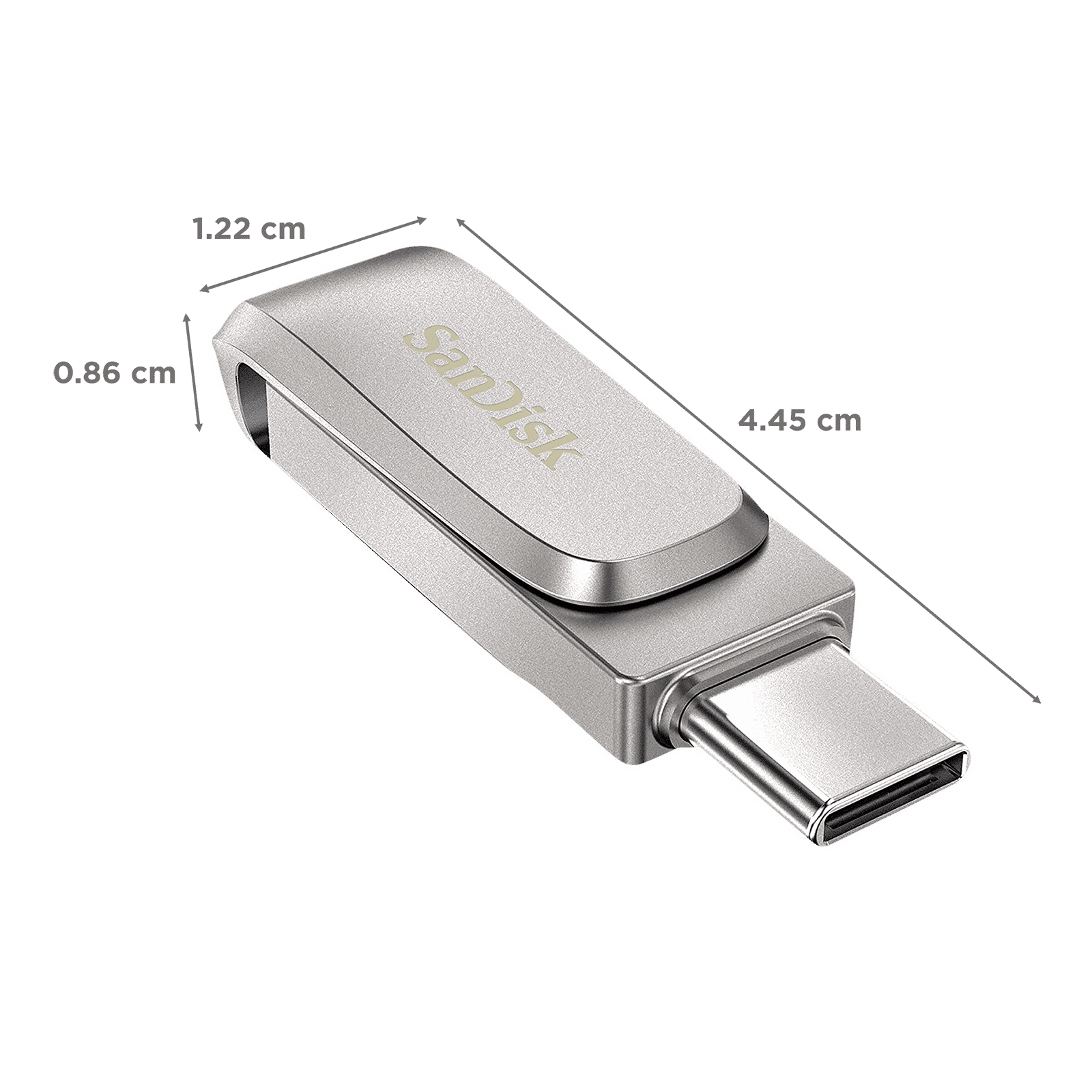 SanDisk Ultra Dual Drive Luxe 1TB USB Type A (3.2), USB Type C (3.2) OTG Pen Drive (Swivel Design To Protect Connectors, Silver)_2