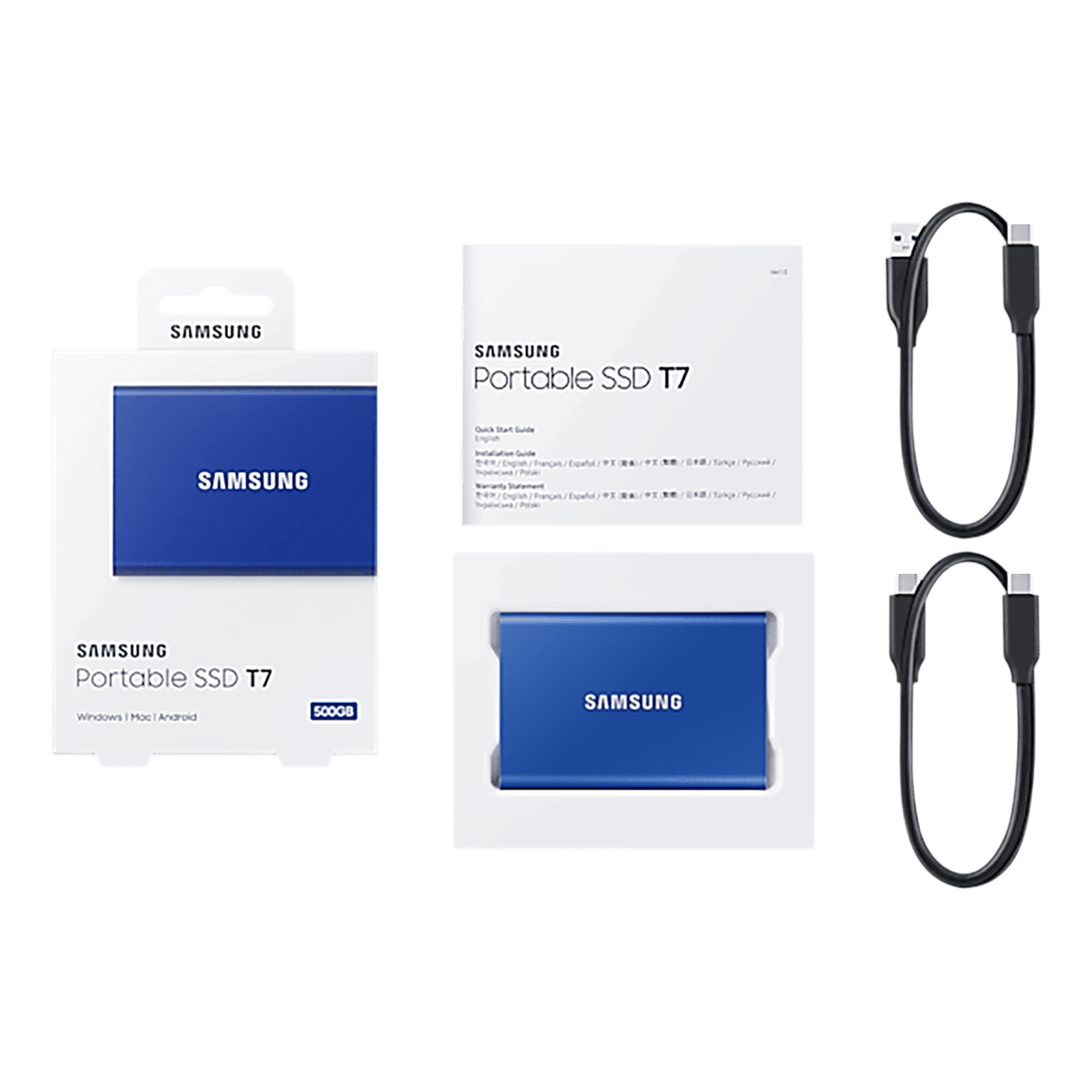 SAMSUNG T7 500GB USB Type-C (3.2) Portable Solid State Drive (Shock Resistance and Password Protection, Indigo Blue)_10