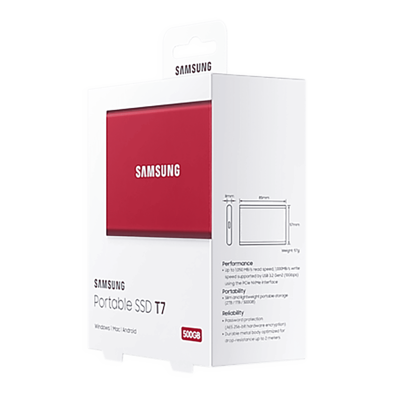 SAMSUNG T7 500GB USB 3.2 SolidÂ StateÂ Drive (UASP Mode, MU-PC500R/WW, Metallic Red)_11
