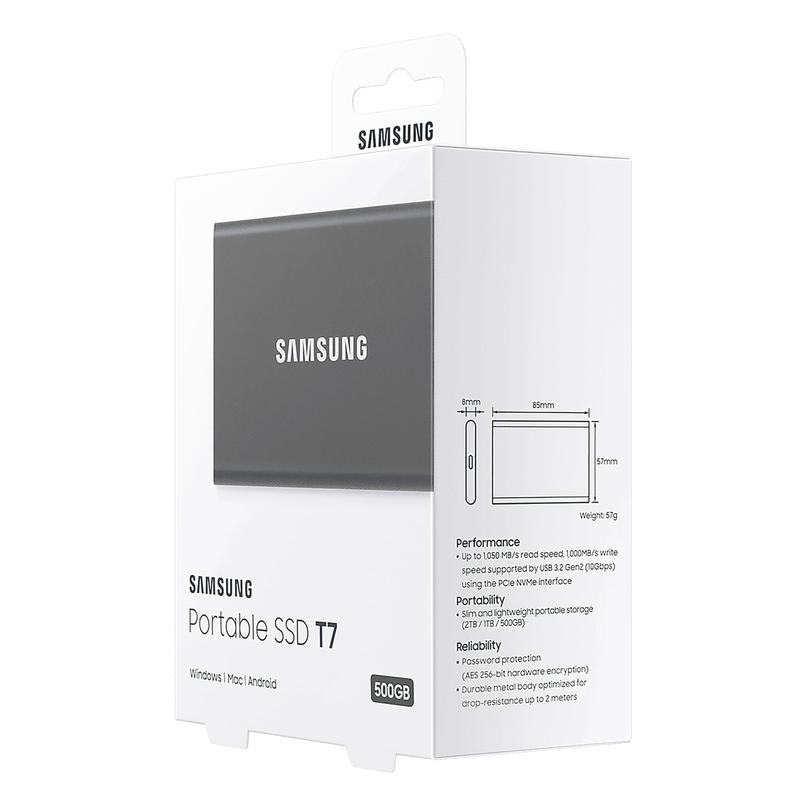SAMSUNG T7 500GB USB 3.2 SolidÂ StateÂ Drive (UASP Mode, MU-PC500T/WW, Titan Grey)_5