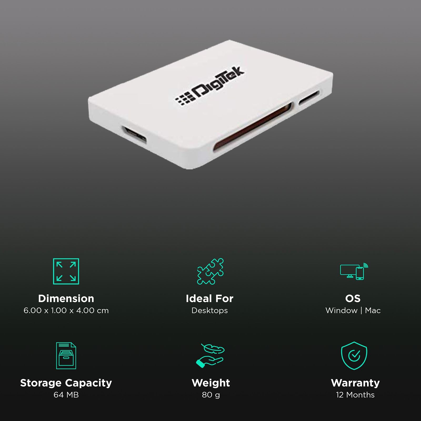 DigiTek DCR 022 USB 3.0 Card Reader (Transfer Speed Up To 5Gbps, B00BM2FELK, White) DigiTek DCR 022 USB 3.0 Card Reader (Transfer Speed Up To 5Gbps, B00BM2FELK, White)_3