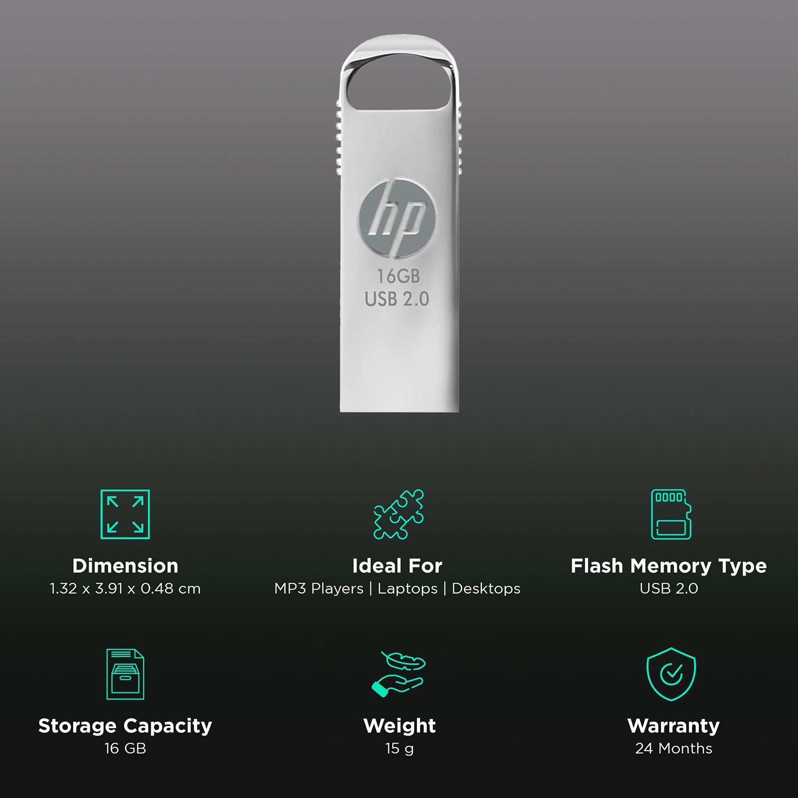 HP v206w 16GB USB 2.0 Pen Drive (Anti-Slip Grip, MM-USB016GB-46P, Silver)_3
