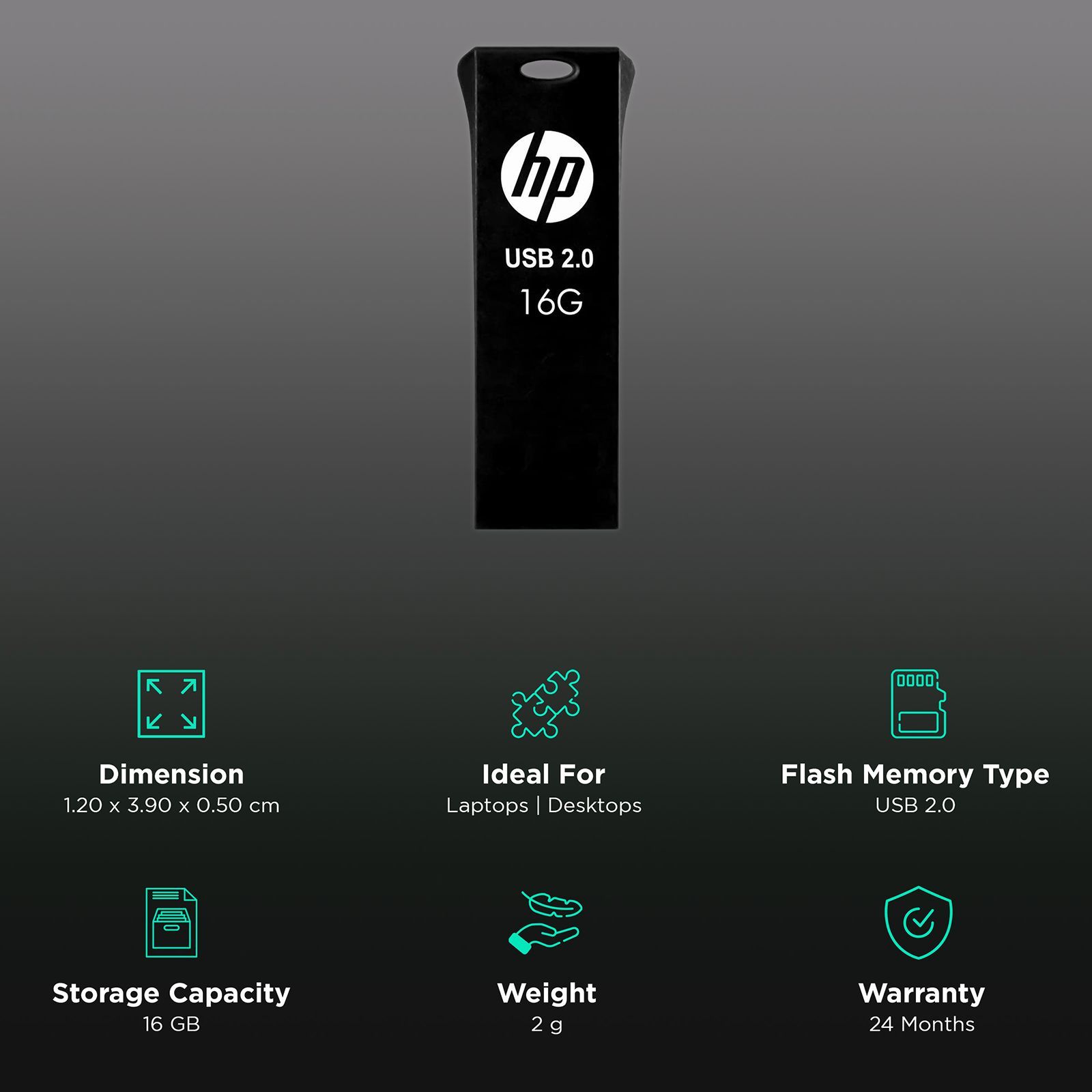 HP V207w 16GB USB 2.0 Pen Drive (Slim and Small Body, MM-USB016GB-47P, Black)_3