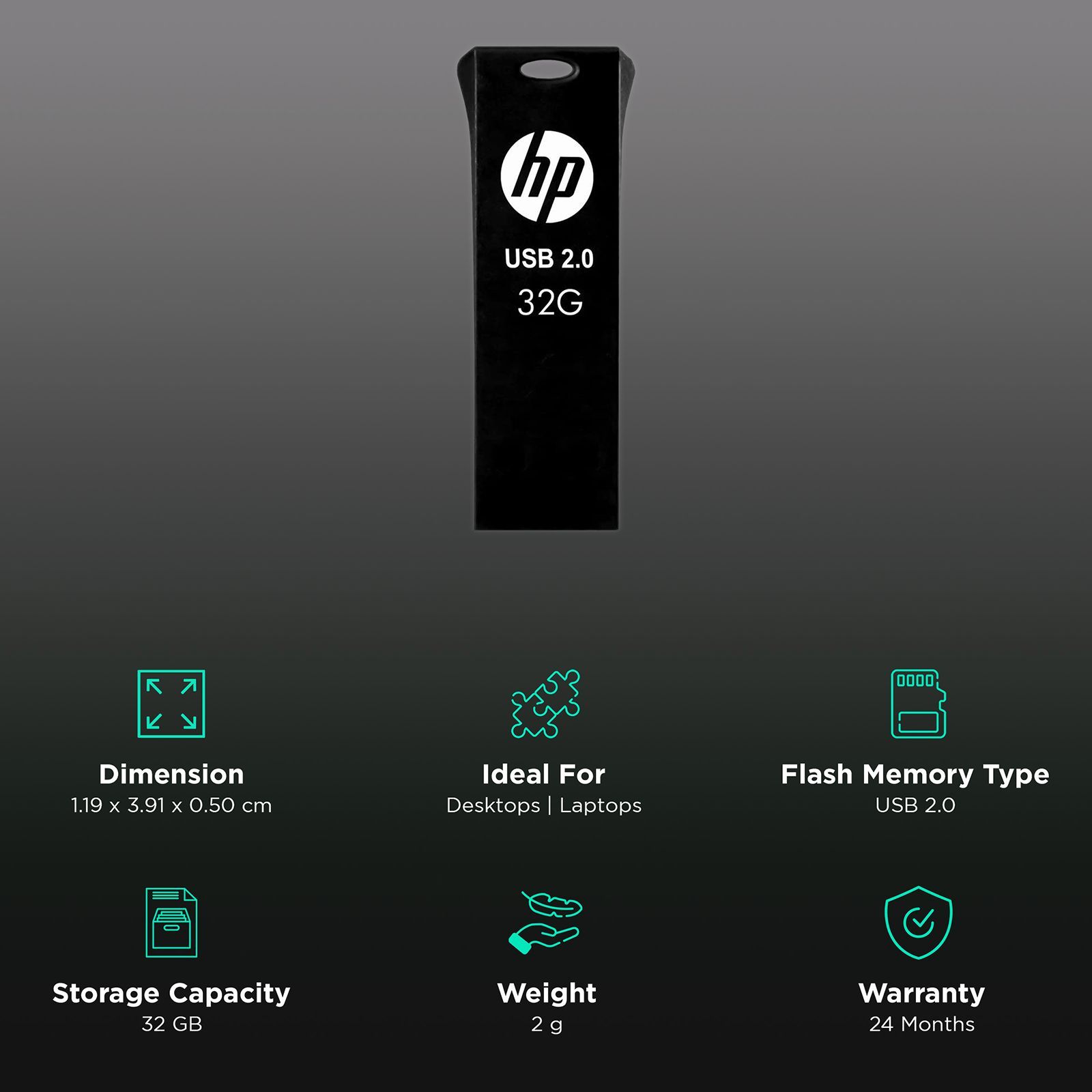 HP V207w 32GB USB 2.0 Pen Drive (Small & Slim Body, MM-USB032GB-47P, Black)_3