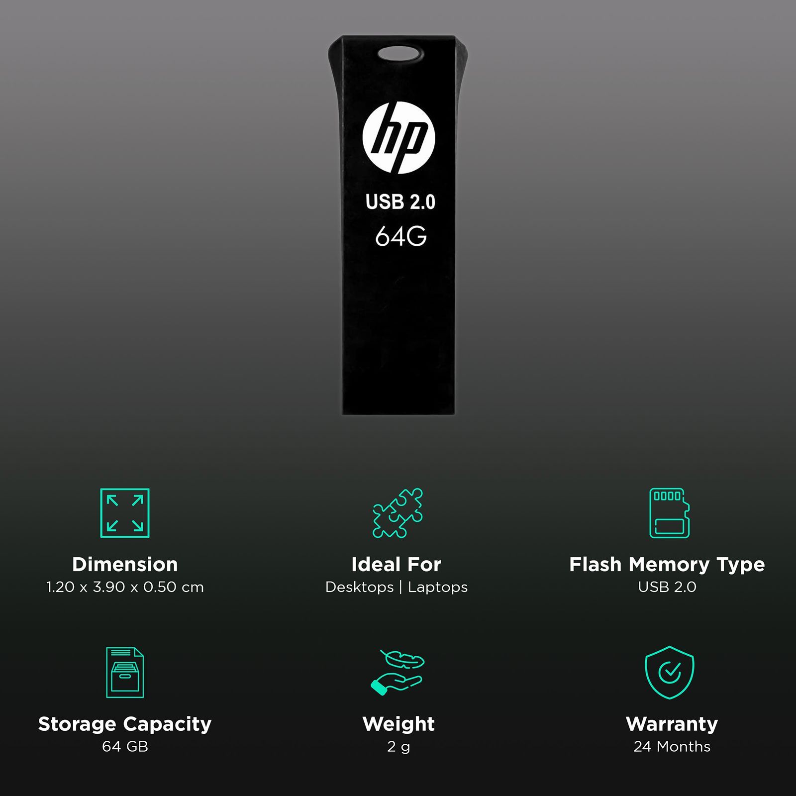 HP v207w 64GB USB (2.0) Pen Drive (Small And Slim Body, Black)_3