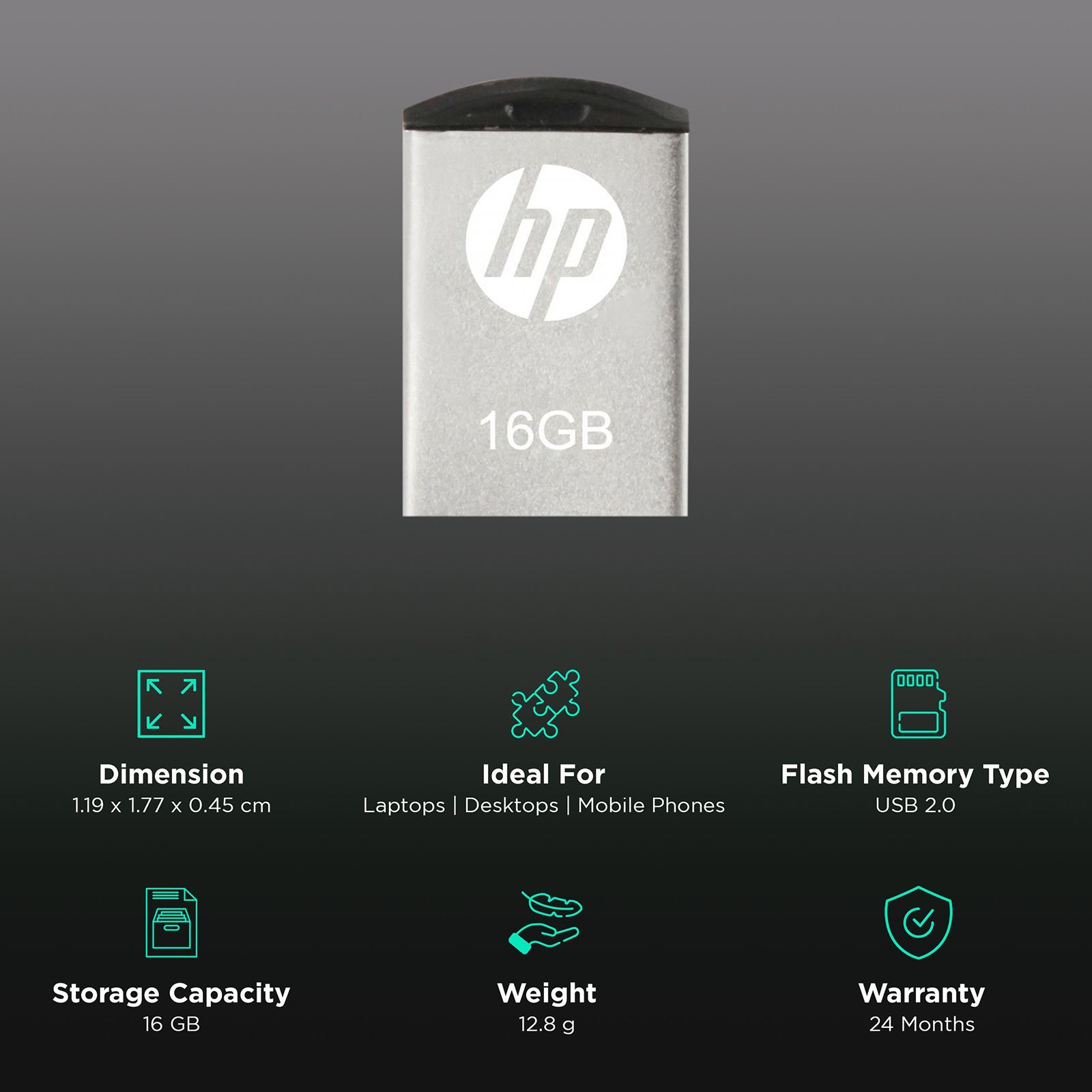 HP v222w 16GB USB 2.0 Pen Drive (Sleek & Slim, MM-USB016GB-40P, Silver)_3