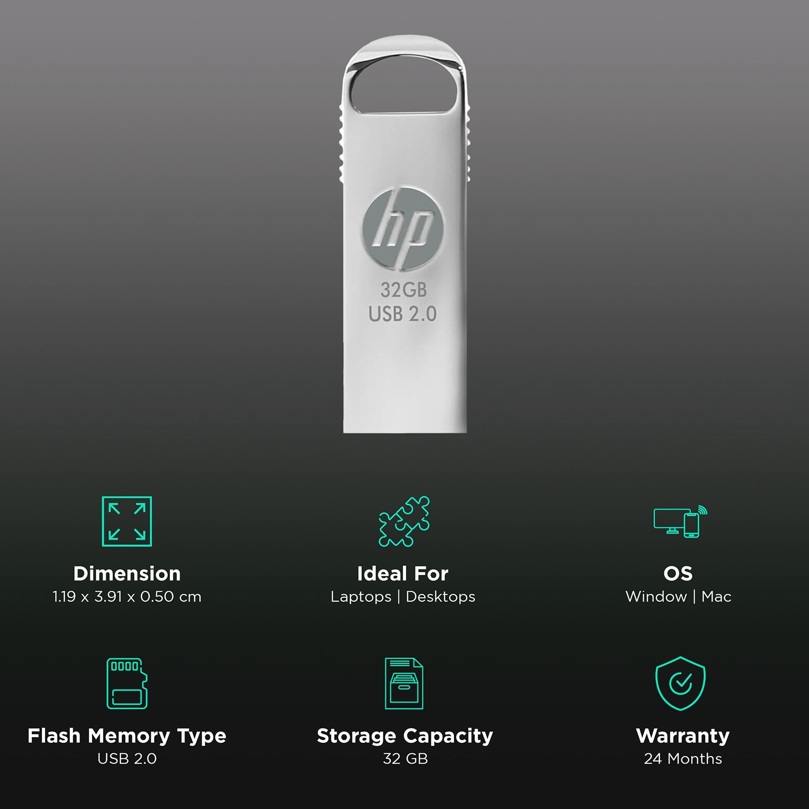 HP v206w 32GB USB 2.0 Flash Drive (MM-USB032GB-46P, Silver)_3