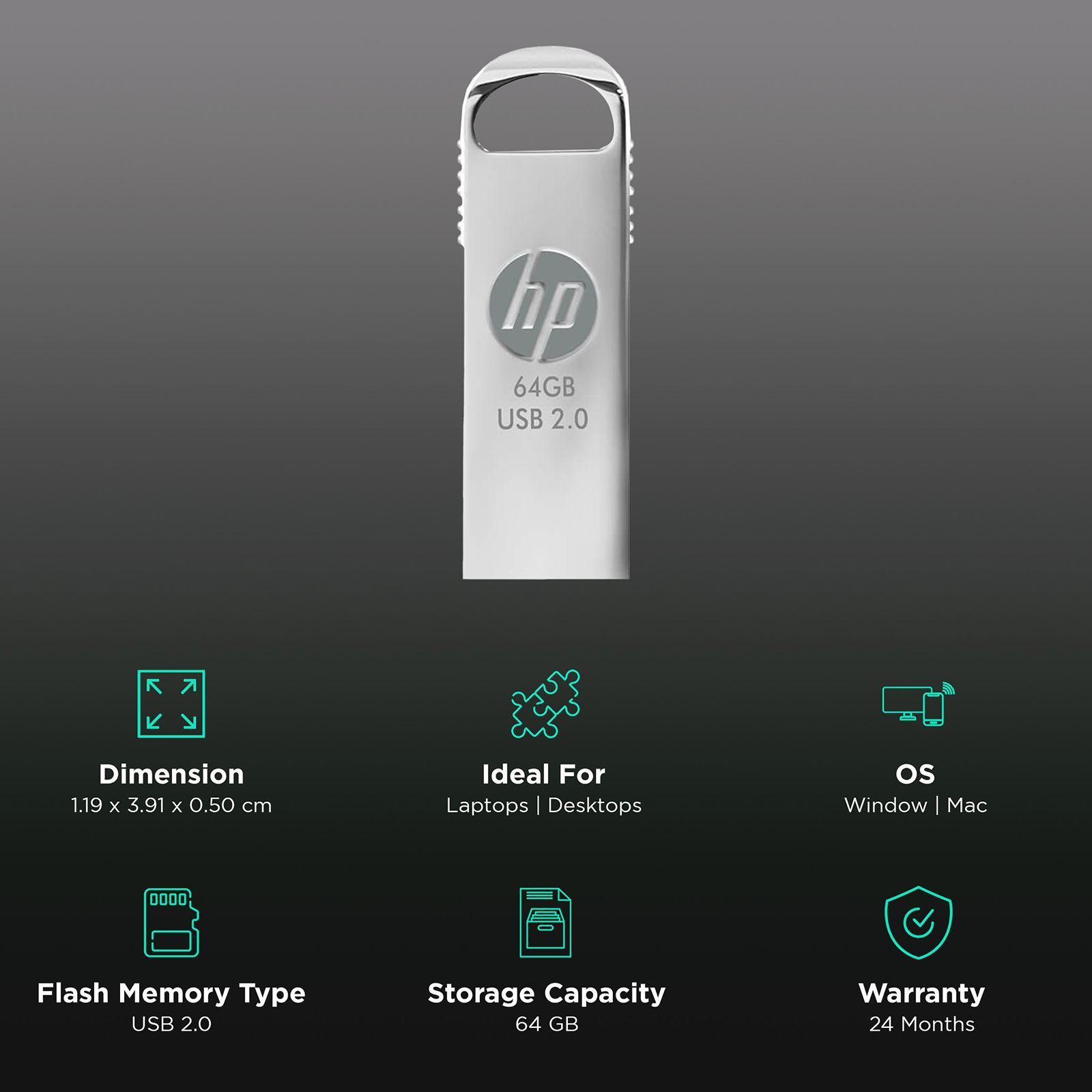 HP v206w 64GB USB (2.0) Pen Drive (Anti-Slip Grip, Silver)_3