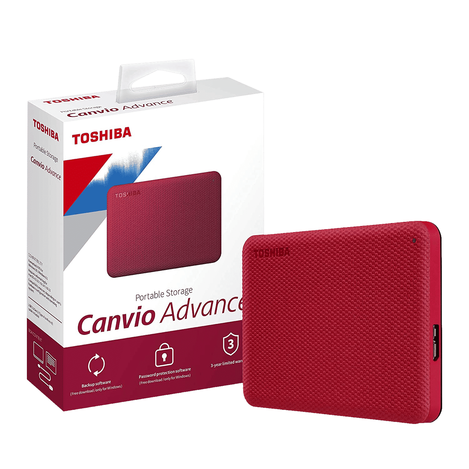 TOSHIBA Canvio Advance 2TB USB Type-A (3.0) Portable Hard Disk Drive (Auto-Backup Software, Red)_7