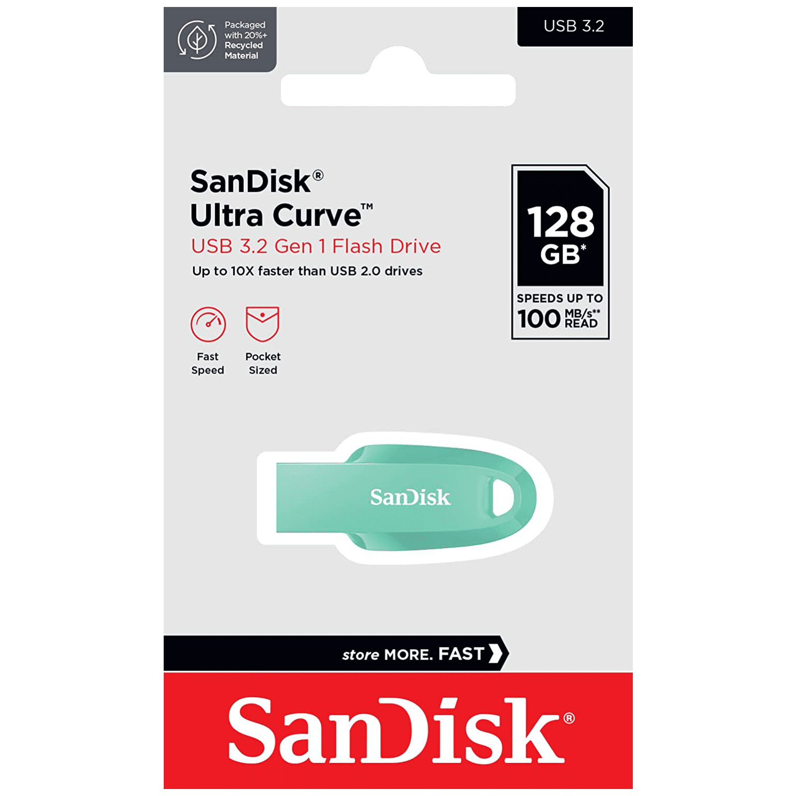 E-SanDisk Ultra Curve 128GB USB (3.2) Pen Drive (Affordable and Convenient, Green )_5