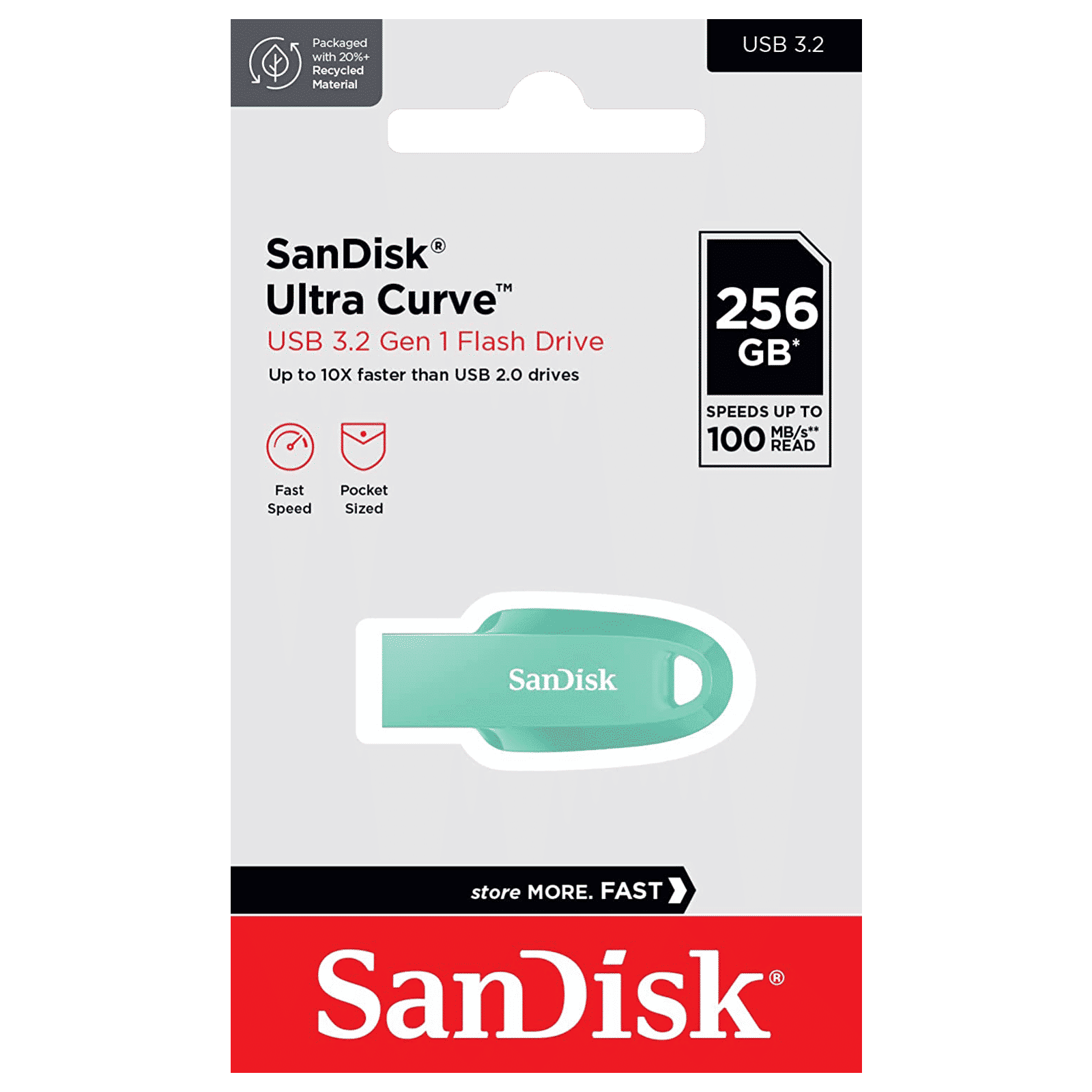 SanDisk Ultra Curve 256GB USB (3.2) Pen Drive (Compact Design, Green )_8