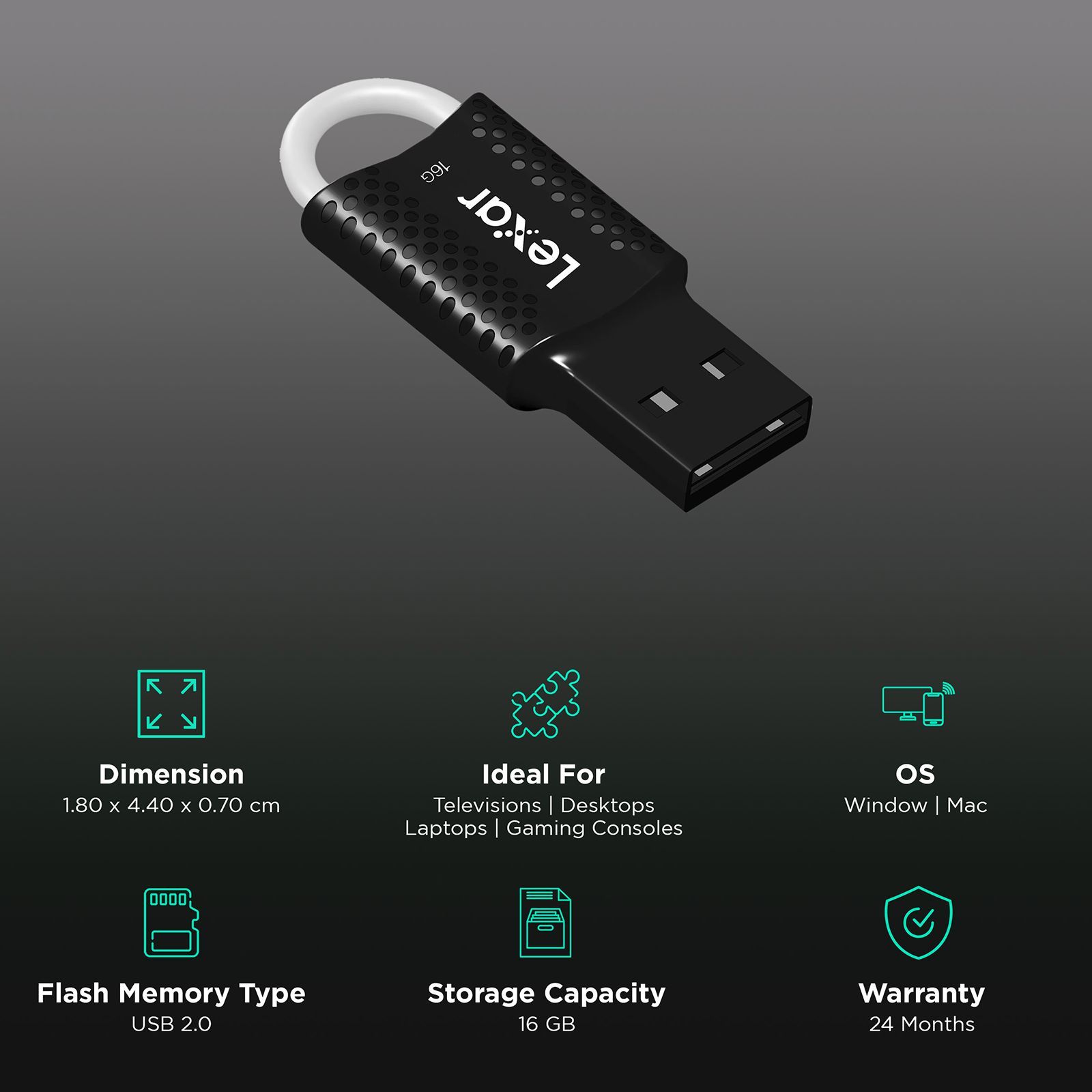 Lexar JumpDrive V40 16GB USB 2.0 Pen Drive (Up to 17 Mbps Write Speed, LJDV40-16GAB, Black) Lexar JumpDrive V40 16GB USB 2.0 Pen Drive (Up to 17 Mbps Write Speed, LJDV40-16GAB, Black)_3