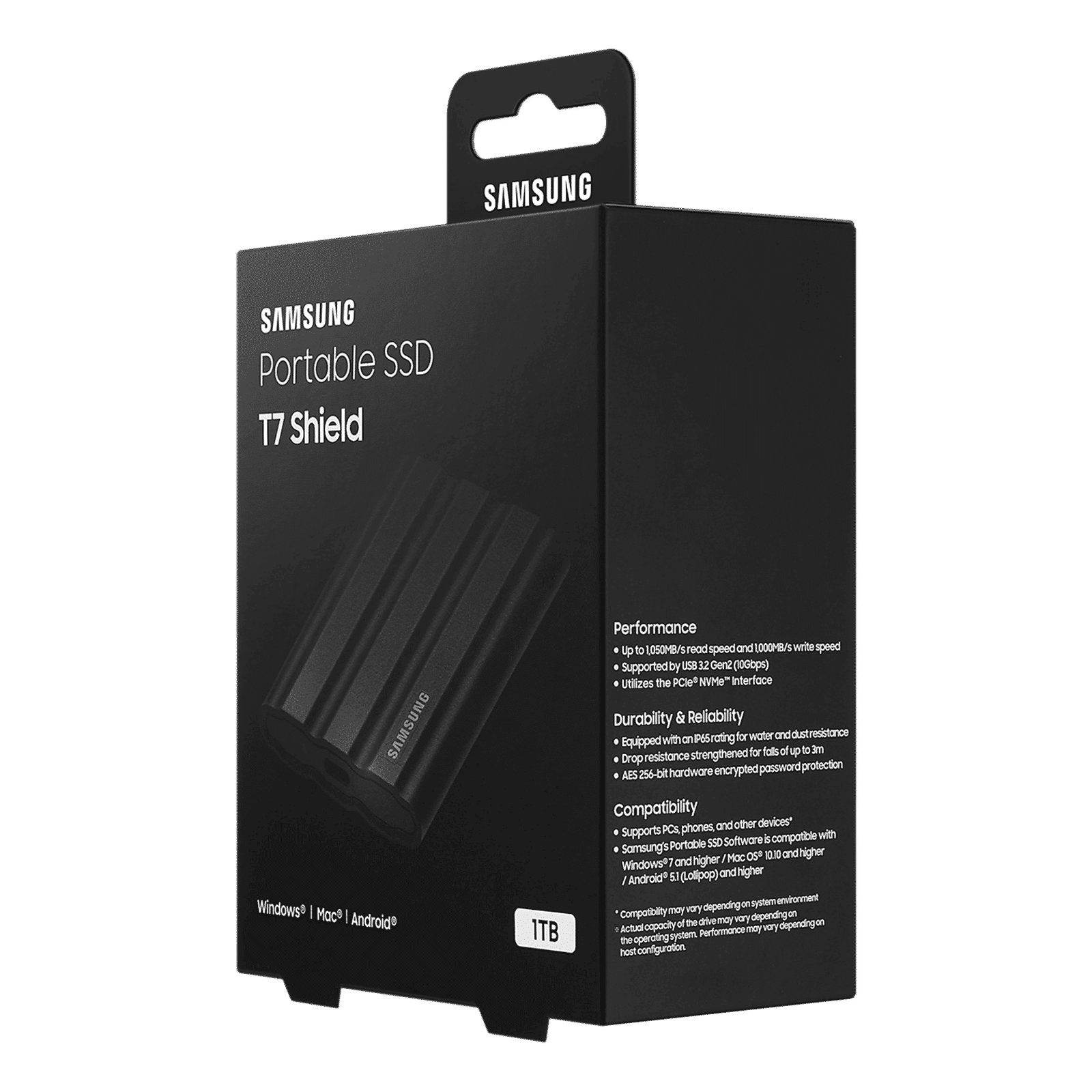SAMSUNG T7 1TB USB Type-C (3.2) Portable Solid State Drive (IP65 Water and Dust Resistance, Black) SAMSUNG T7 1TB USB Type-C (3.2) Portable Solid State Drive (IP65 Water and Dust Resistance, Black)_10