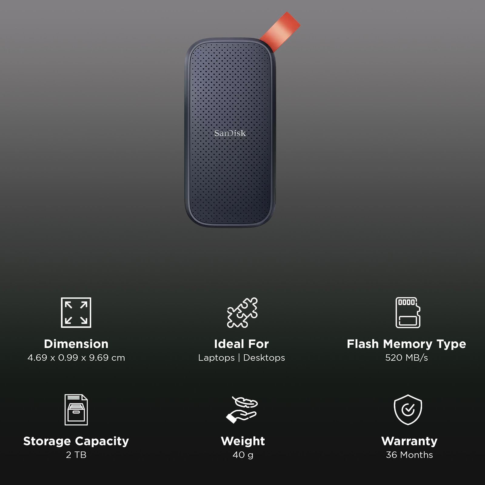 SanDisk E30 2TB USB Type-C (3.2) Portable Solid State Drive (Drop Protection, Dark Blue)_3