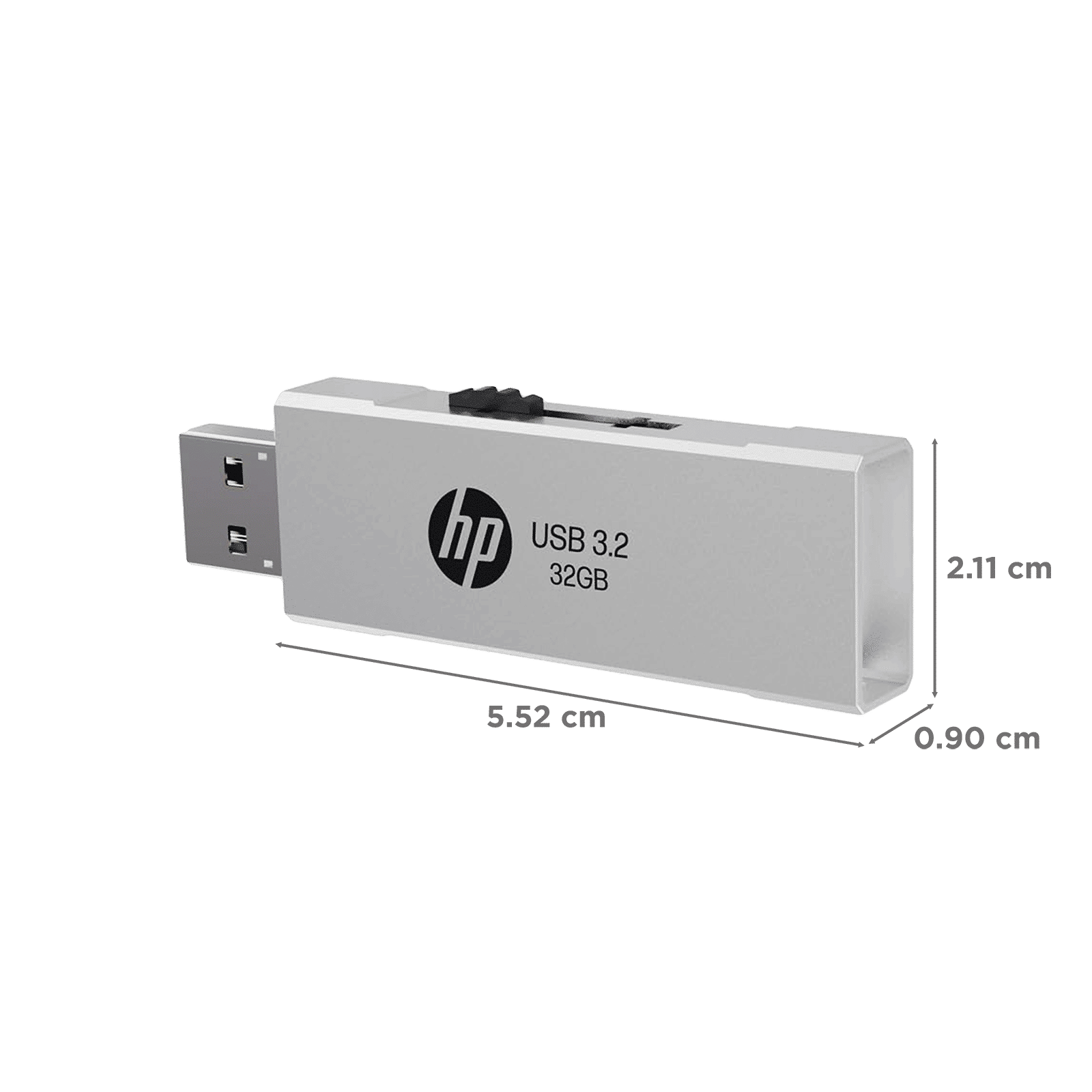 HP 818w 32GB USB Type-A (3.2) Pen Drive (Integrated Key Ring Loop, Silver)_2