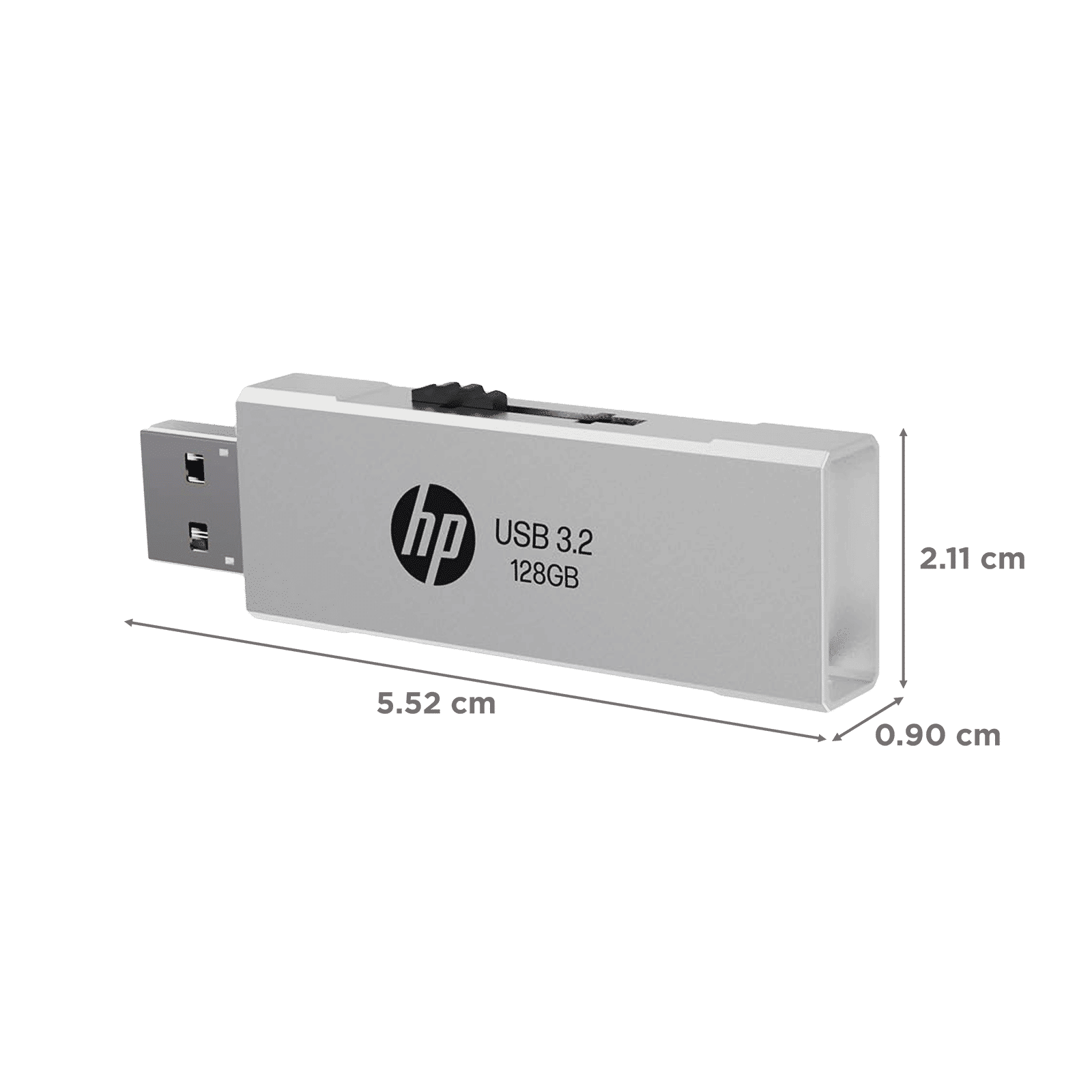 HP 818w 128GB USB Type-A (3.2) Pen Drive (Integrated Key Ring Loop, Silver)_2