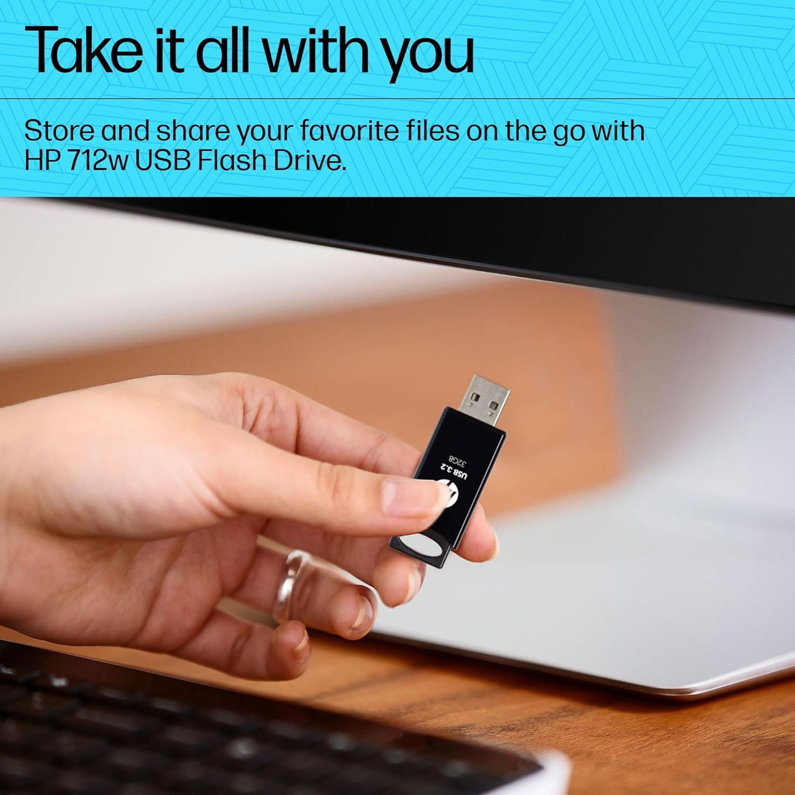 HP 712w 32GB USB Type-A (3.2) Pen Drive (Durable Capless Design, Black)_8