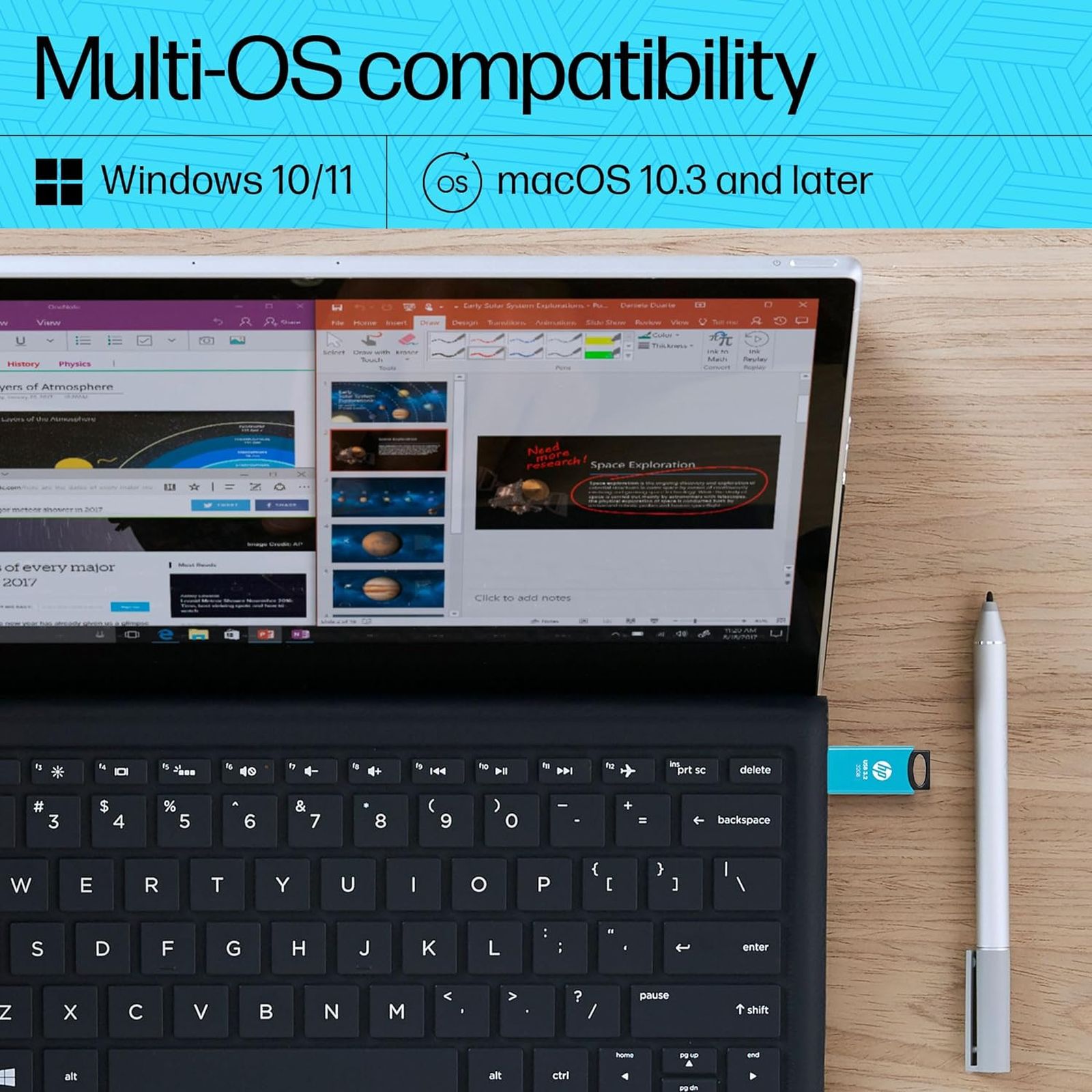 HP 712w 32GB USB Type-A (3.2) Pen Drive (Sliding Capless Design, Blue)_9