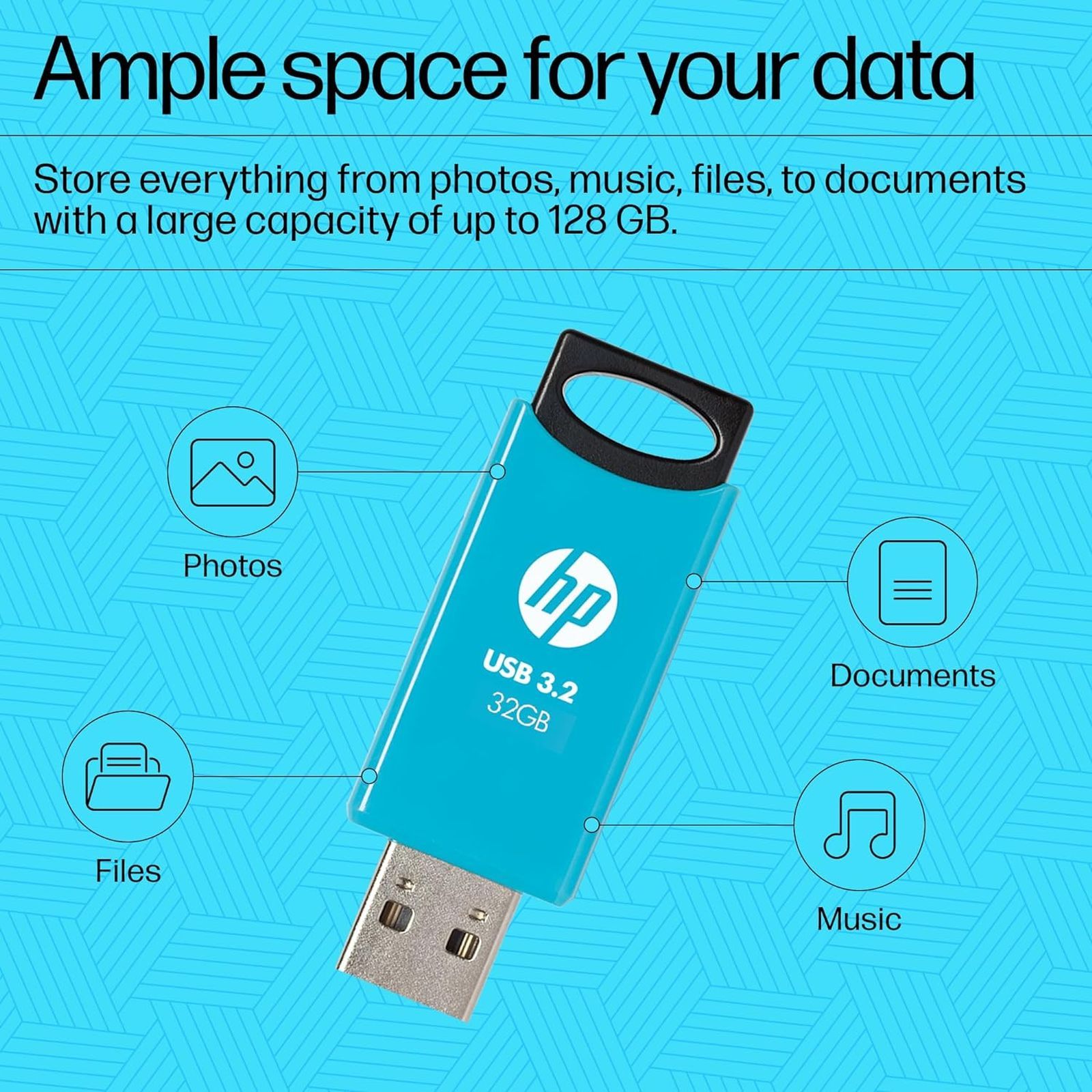 HP 712w 32GB USB Type-A (3.2) Pen Drive (Sliding Capless Design, Blue)_6