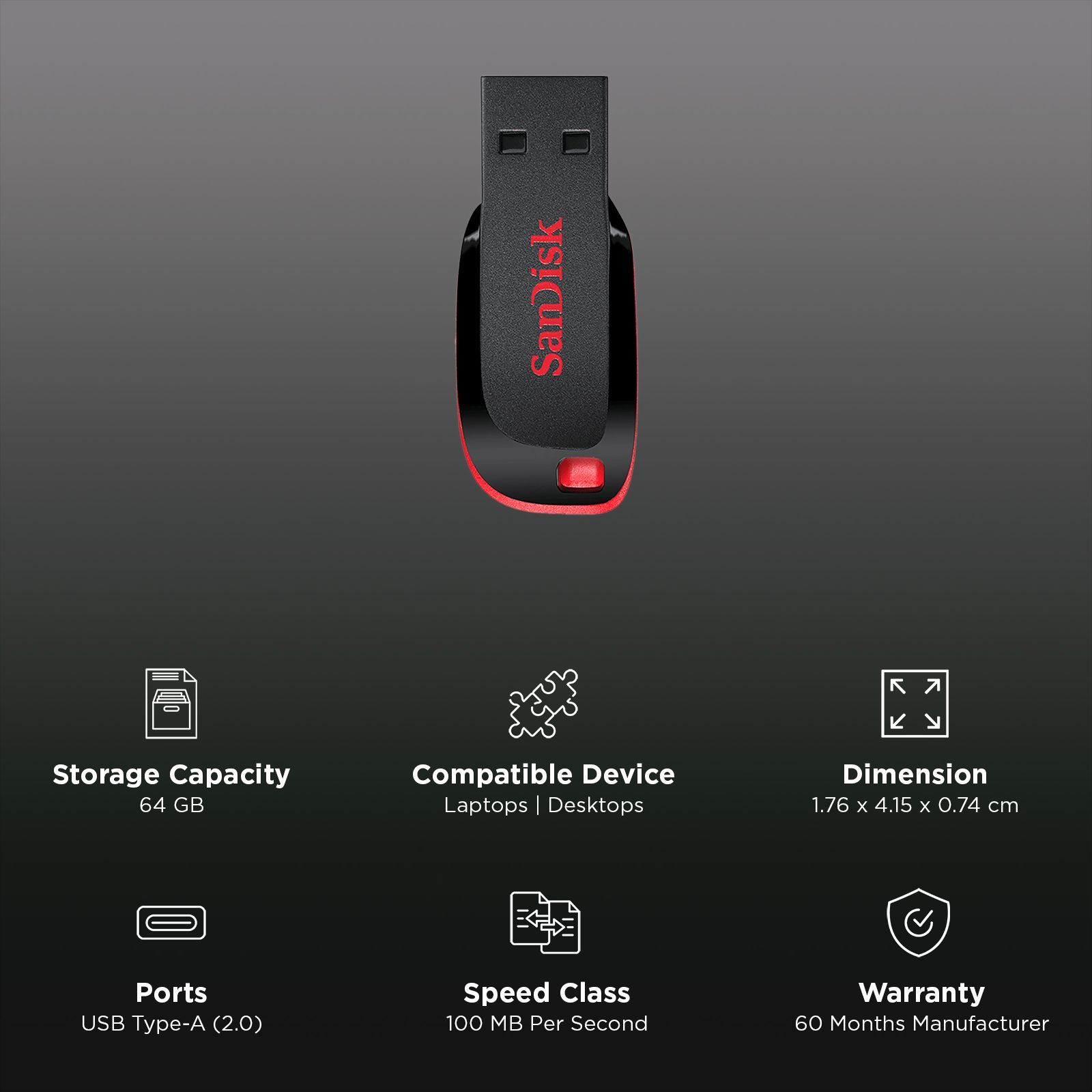 SanDisk Cruzer Blade 64GB USB (2.0) Pen Drive (High-Capacity Drive, Black)_3