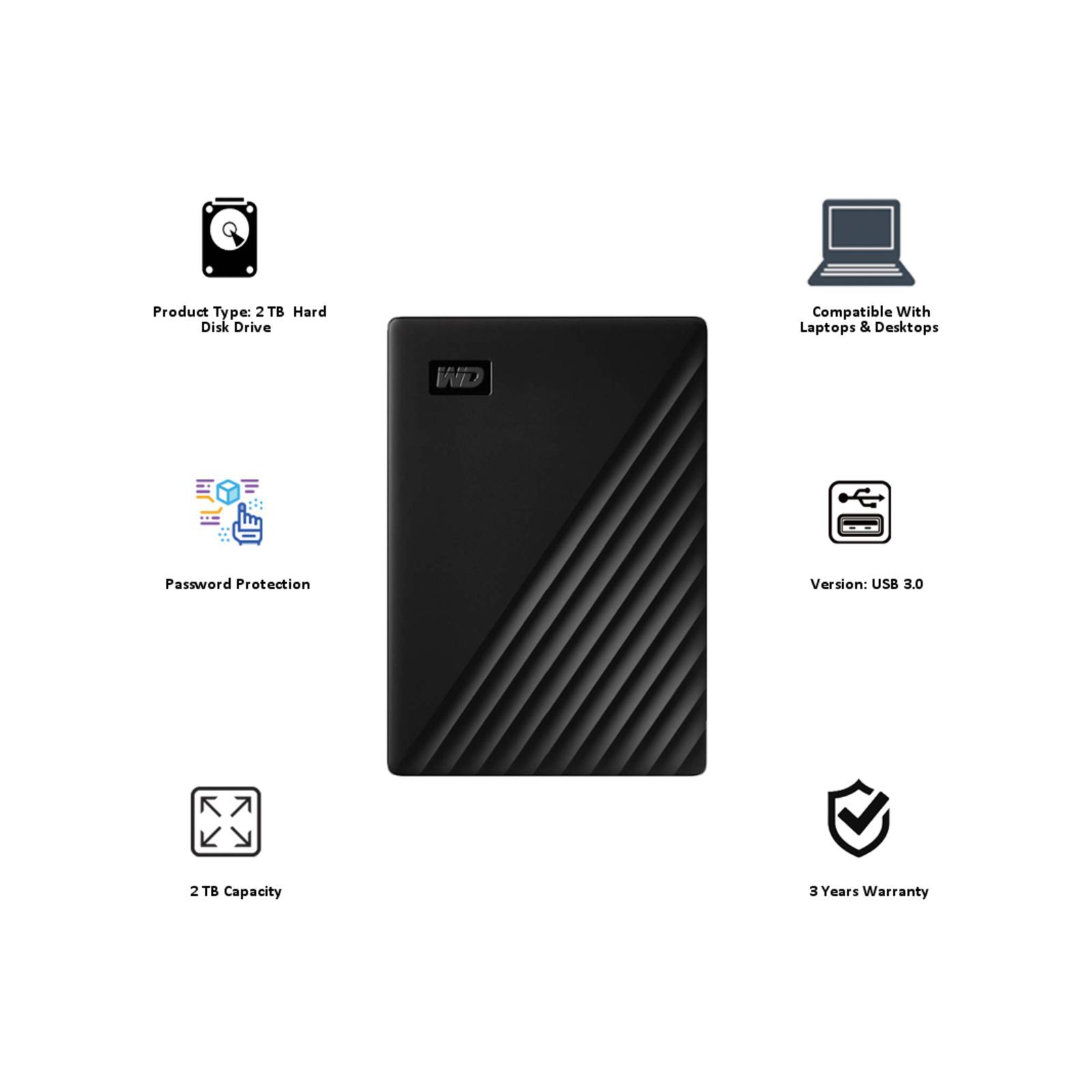 Western Digital My Passport 2TB USB (3.2) Portable Hard Disk Drive (Automatic Backup, Black)_8