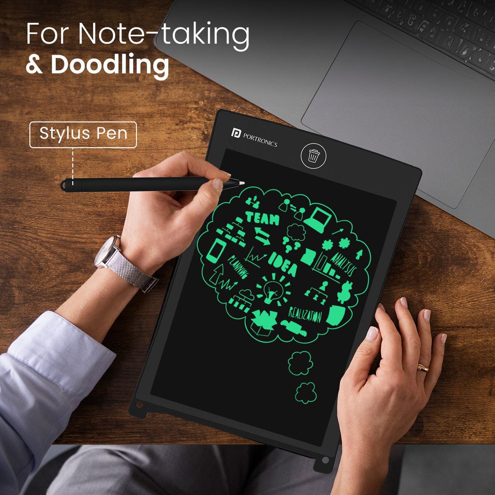 PORTRONICS RuffPad eWriter Tablet (8.5 Inch, Black)_6